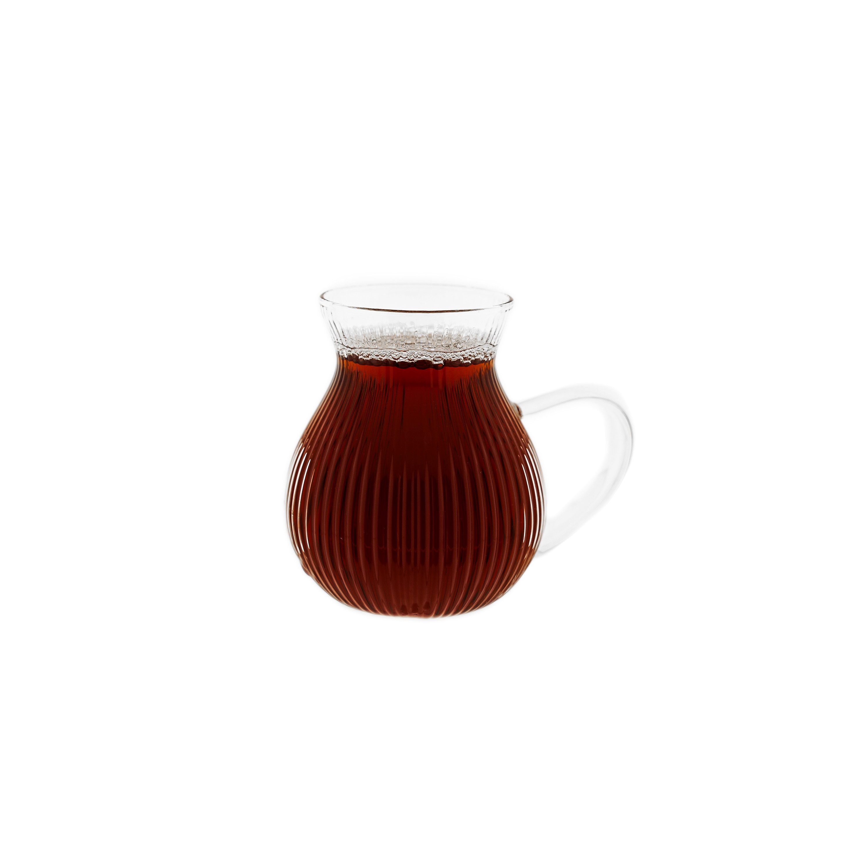 Mulex Teeglas Style Teegläser mit Henkel - 6-teiliges Set, Relief-Design, 200 ml, 6-tlg., Glas