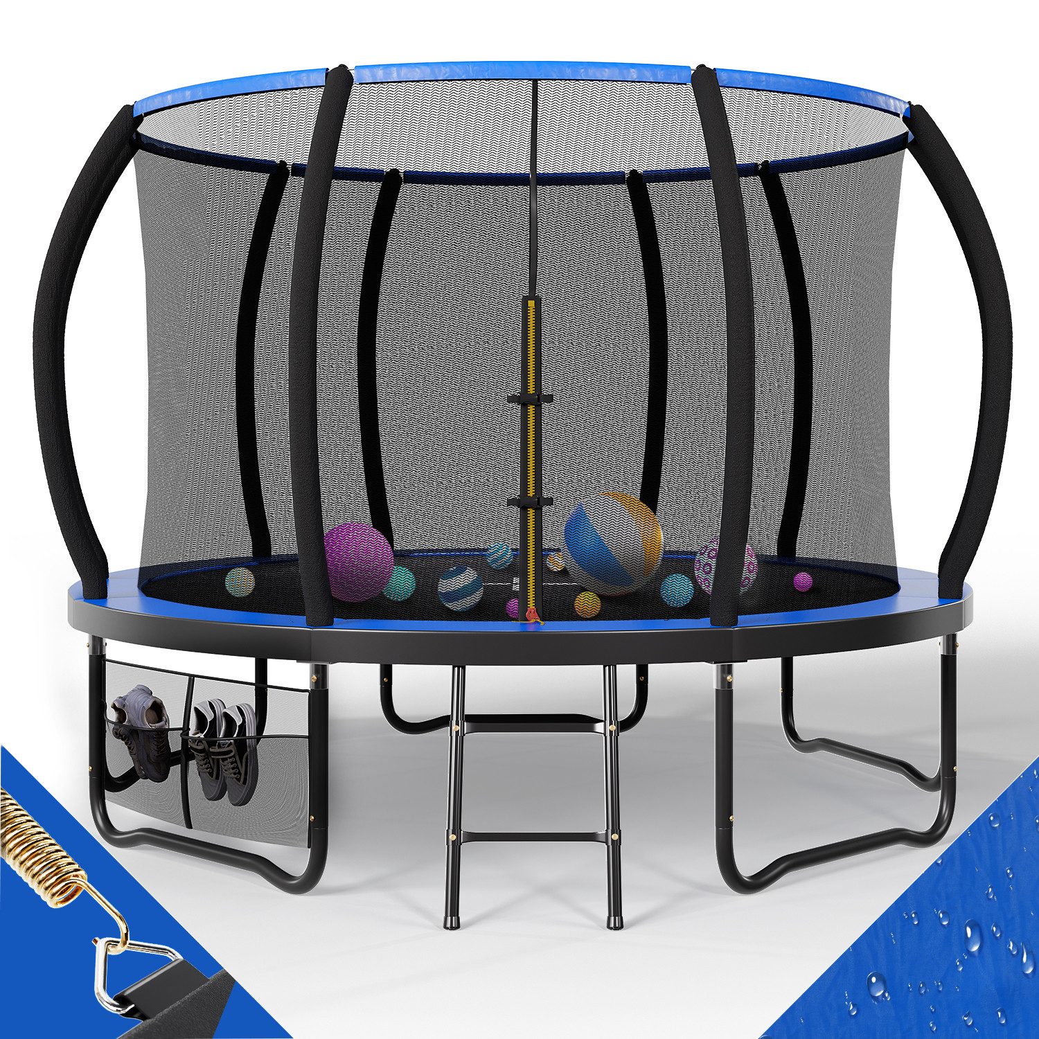 GUNJI Gartentrampolin Trampolin Ø228/305cm,Kindertrampolin Gewicht 150 kg, Ø366/427cm outdoor trampolin mit Sicherheitsnetz und Leiter,Sprungtuch