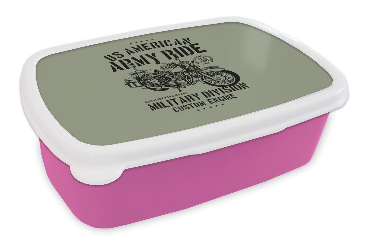 (2-tlg), rosa Brotbox Kunststoff, Mädchen, - für Brotdose Snackbox, Lunchbox Kunststoff Motor - Erwachsene, MuchoWow Vintage, Kinder, Grün Mancave -