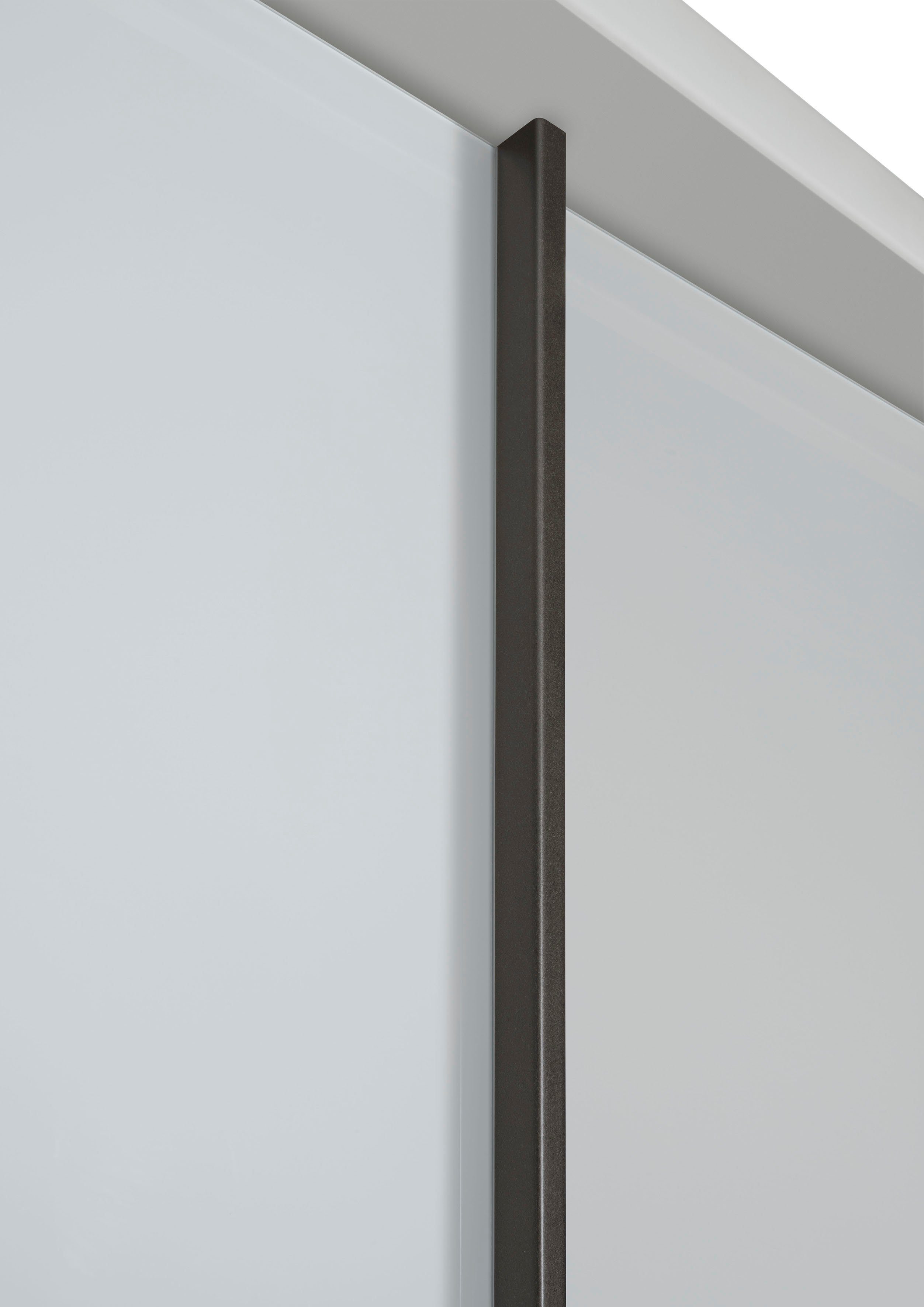 WIEMANN und Glas- Bianco-Eiche-Nachbildung/Glas Spiegelfront Schwebetürenschrank hochwertige Weiß/Kristallspiegel Monaco