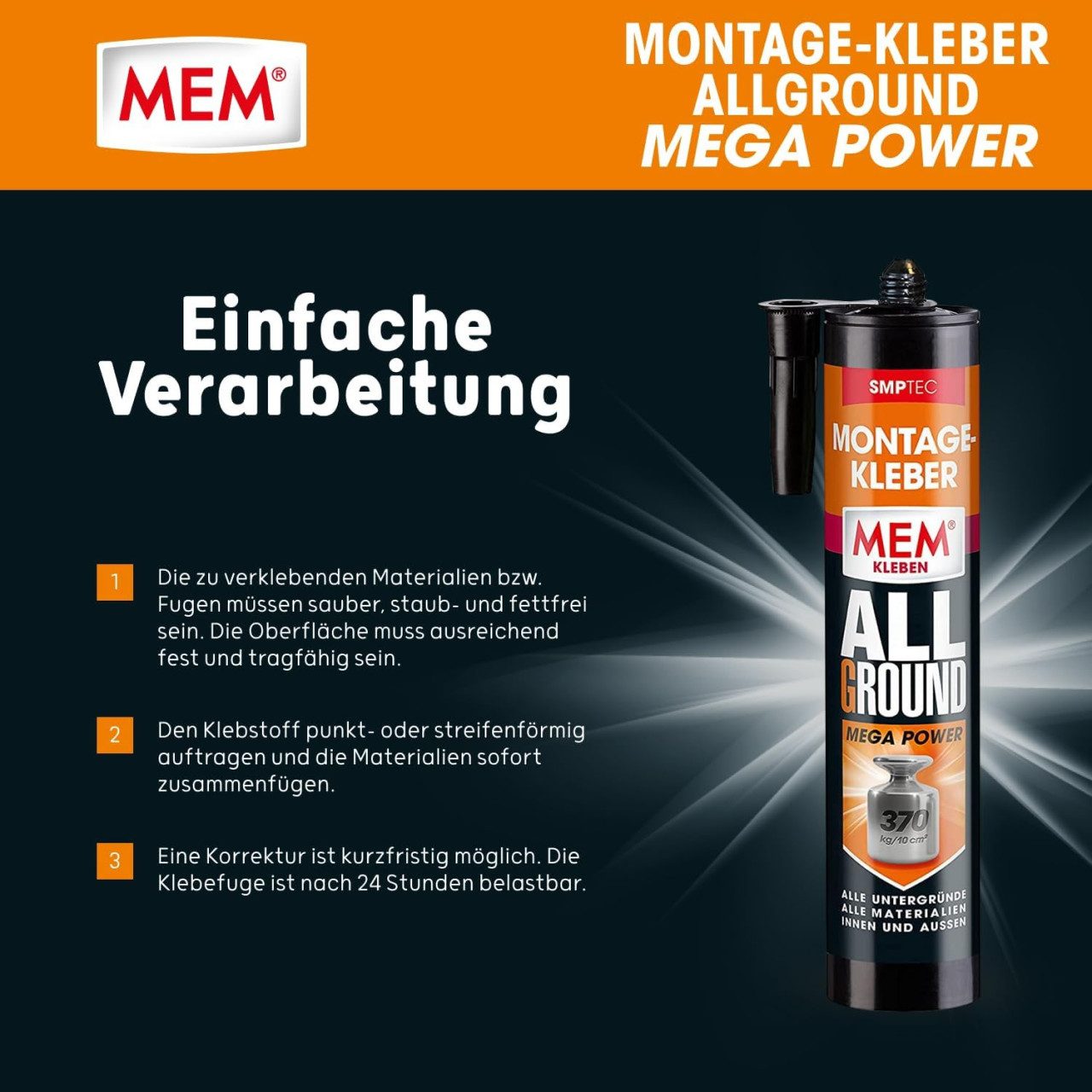 MEM Bauchemie Montagekleber MEM Montagekleber Mega Power 2x 450 g – Bild 4 von 5
