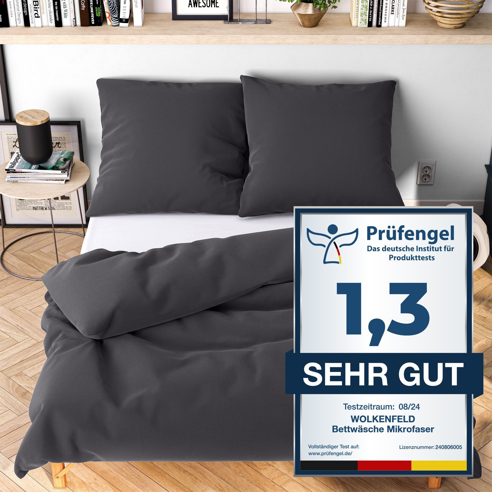 Wolkenfeld Bettwäsche Allergiker Bettwäsche, unfassbar weich, Microfaser, 2 teilig, 135x200 cm, 155x220 & Übergrößen I inkl. Kissenbezüge 80x80 I Uni