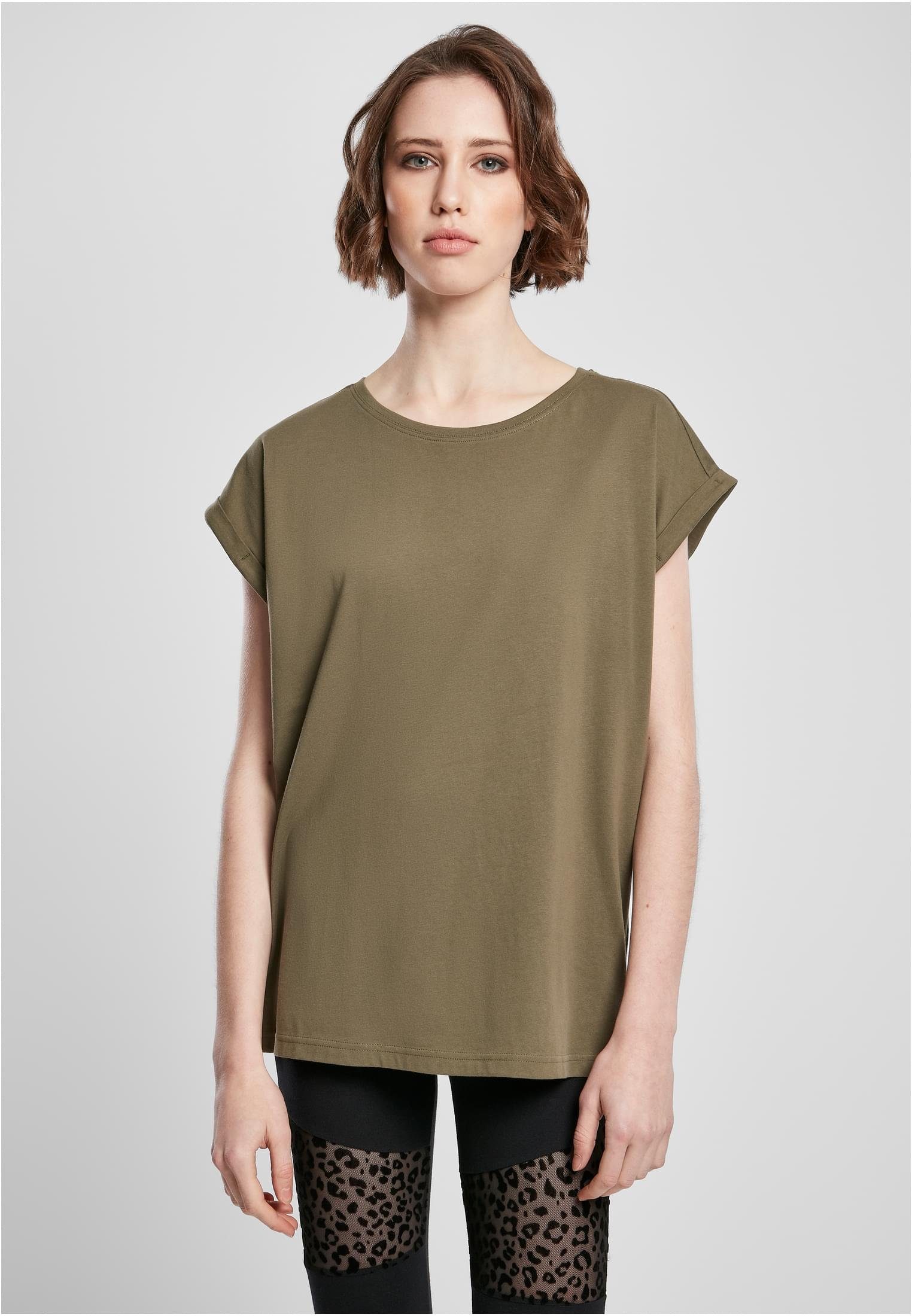 Damen Organic CLASSICS (1-tlg) Extended URBAN Kurzarmshirt Tee olive Ladies Shoulder
