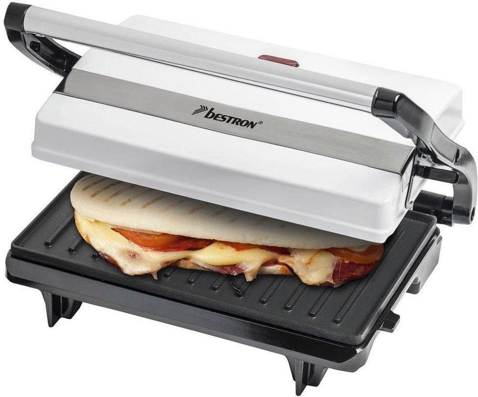 bestron Kontaktgrill APM123W Viva Italia, 700 W, auch als Sandwich-/Panini-Kontaktgrill  einsetzbar, antihaftbeschichtet