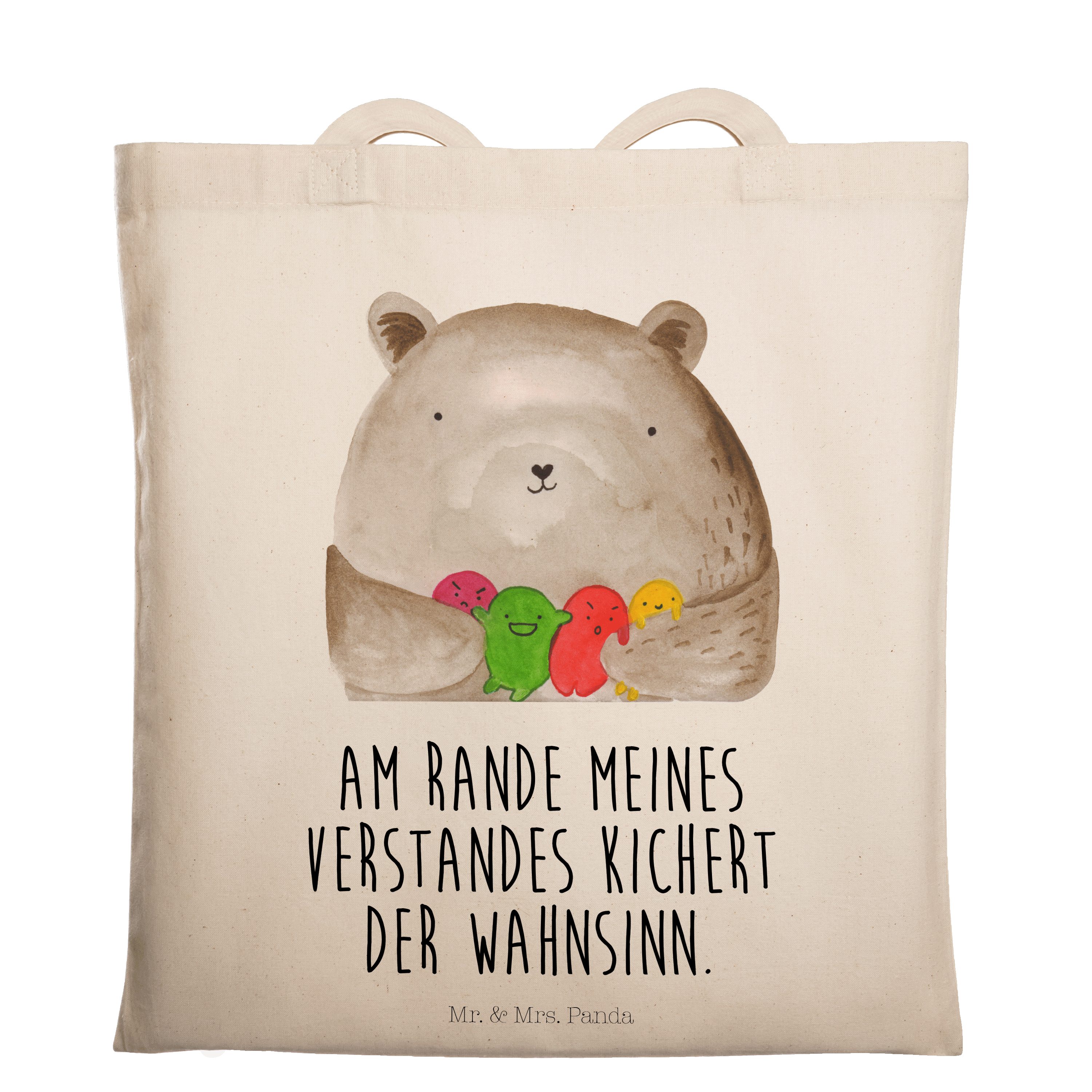 Mr. & Mrs. Panda Tragetasche Bär Gefühl - Transparent - Geschenk, Wahnsinn, Einkaufstasche, Stoffb (1-tlg)