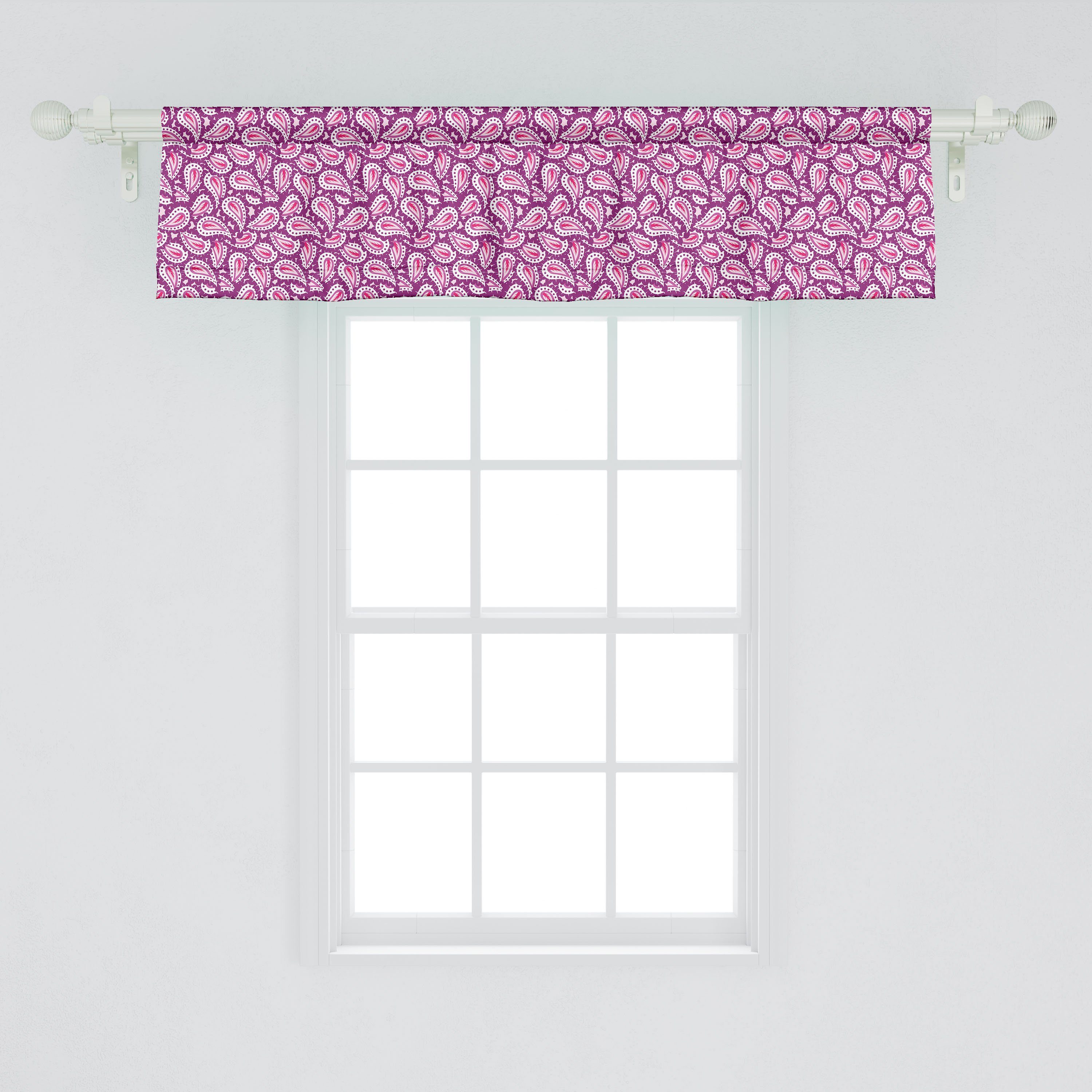 Scheibengardine Vorhang Volant für Küche Naher Stangentasche, Paisley Osten Dekor Abakuhaus, mit Schlafzimmer Microfaser, Magenta