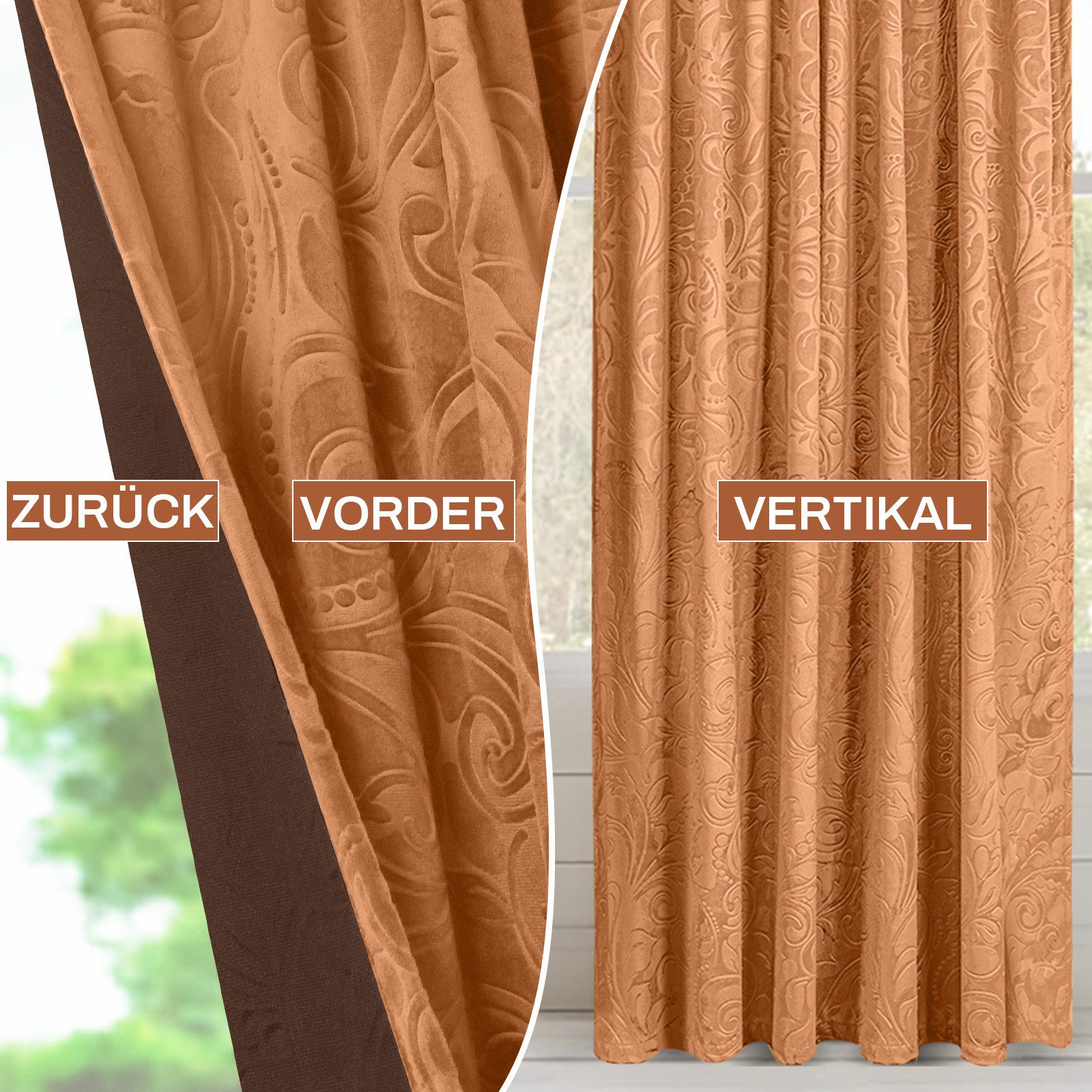 BTTO V&G Vorhang Gardinen Blickdicht Vorhang Samt Velvet Kräuselband (2 St), blickdicht, Vorhang Wohnzimmer – Bild 5 von 5