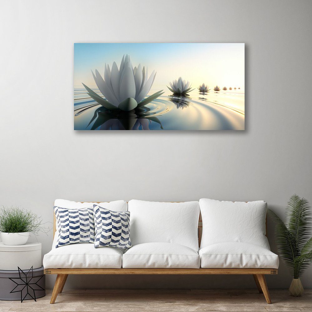 Tulup Leinwandbild XXL Wandbilder Leinwandbilder Bilder Canvas Bild 100 cm x 50 cm, Seerosen-Blumen-Teich, Leinwandbild