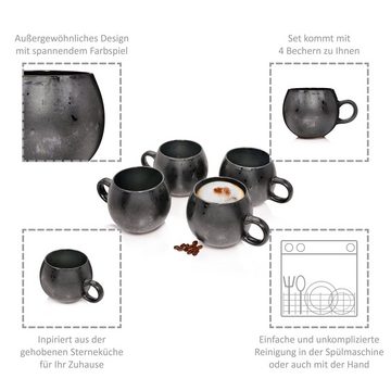 SÄNGER Cappuccinotasse Tombey Kaffeebecher Set, Steingut, Handmade, 400 ml, spülmaschinengeeignet