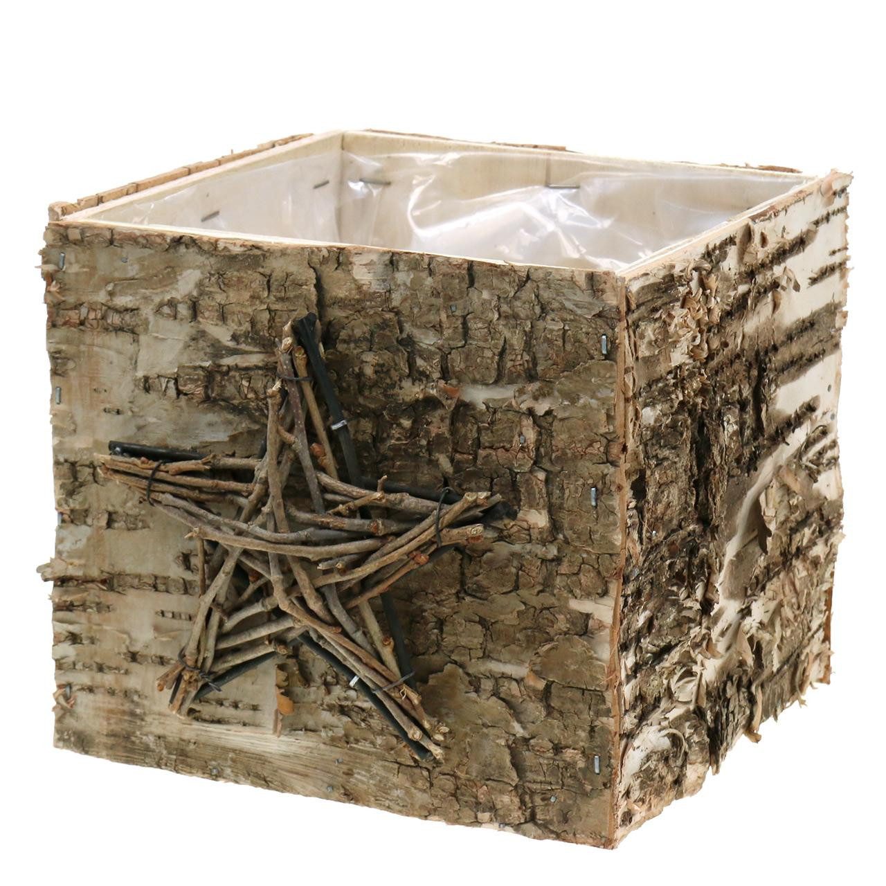 Florists Products Weihnachtsmann Pflanztopf Birkengefäß Stern 15,5cm Holz Weihnachtsdeko