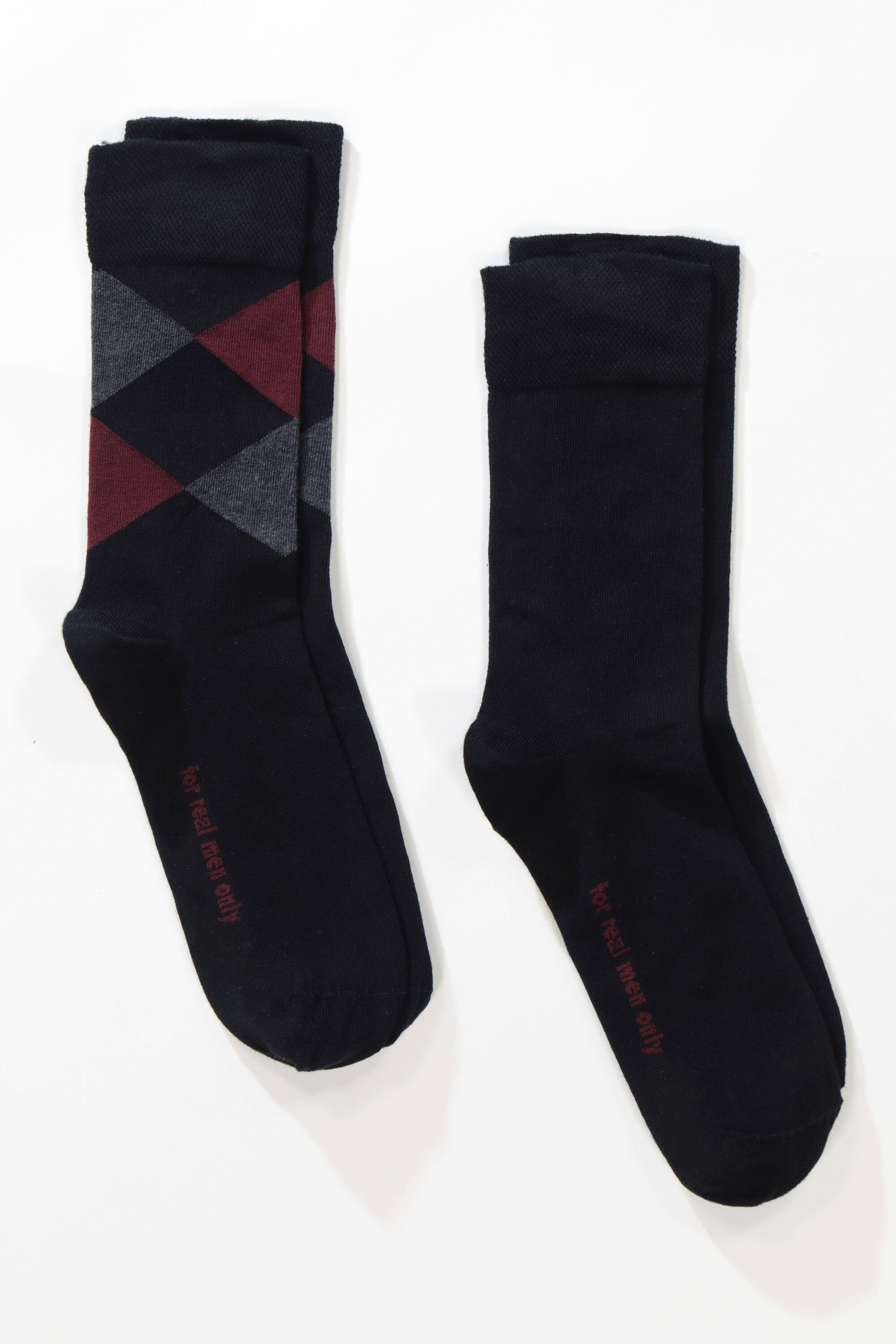 JP1880 Basicsocken Socken 2er-Pack Rauten-Muster Komfort-Bündchen (2-Paar) dunkel weinrot