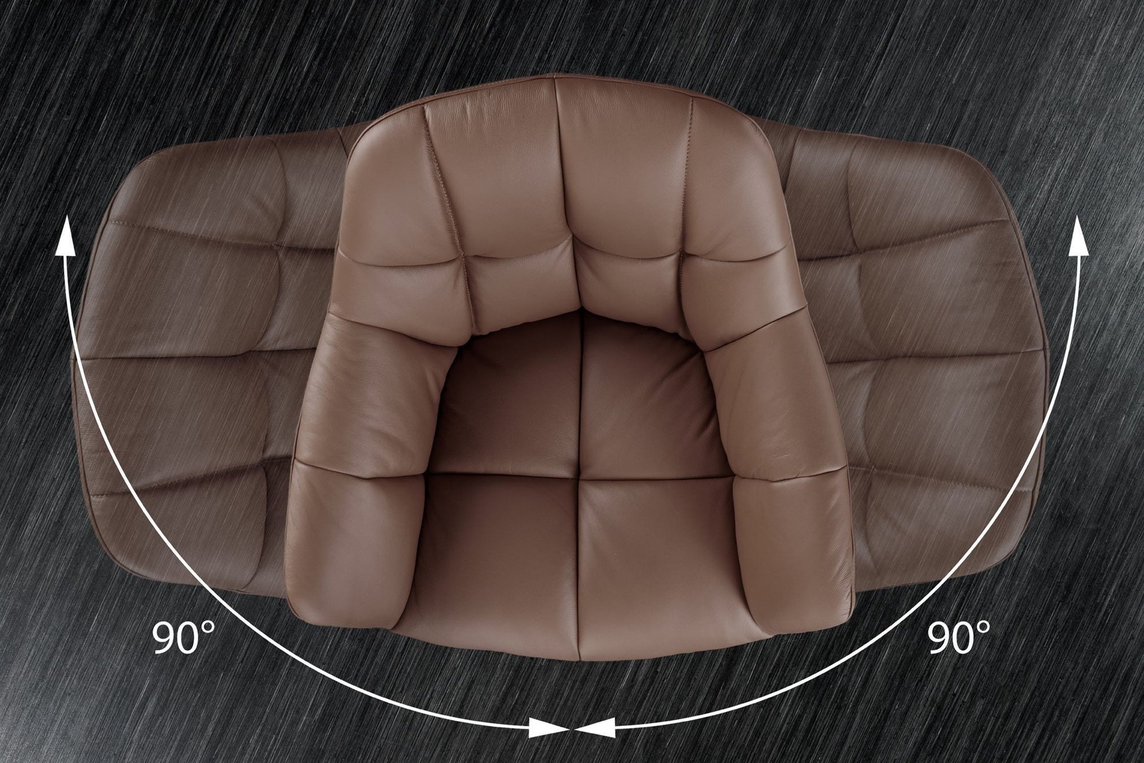 Licht-Erlebnisse Drehstuhl SONIA, Leder Metall B: 65 cm ohne Rollen in Braun Schwarz Retro