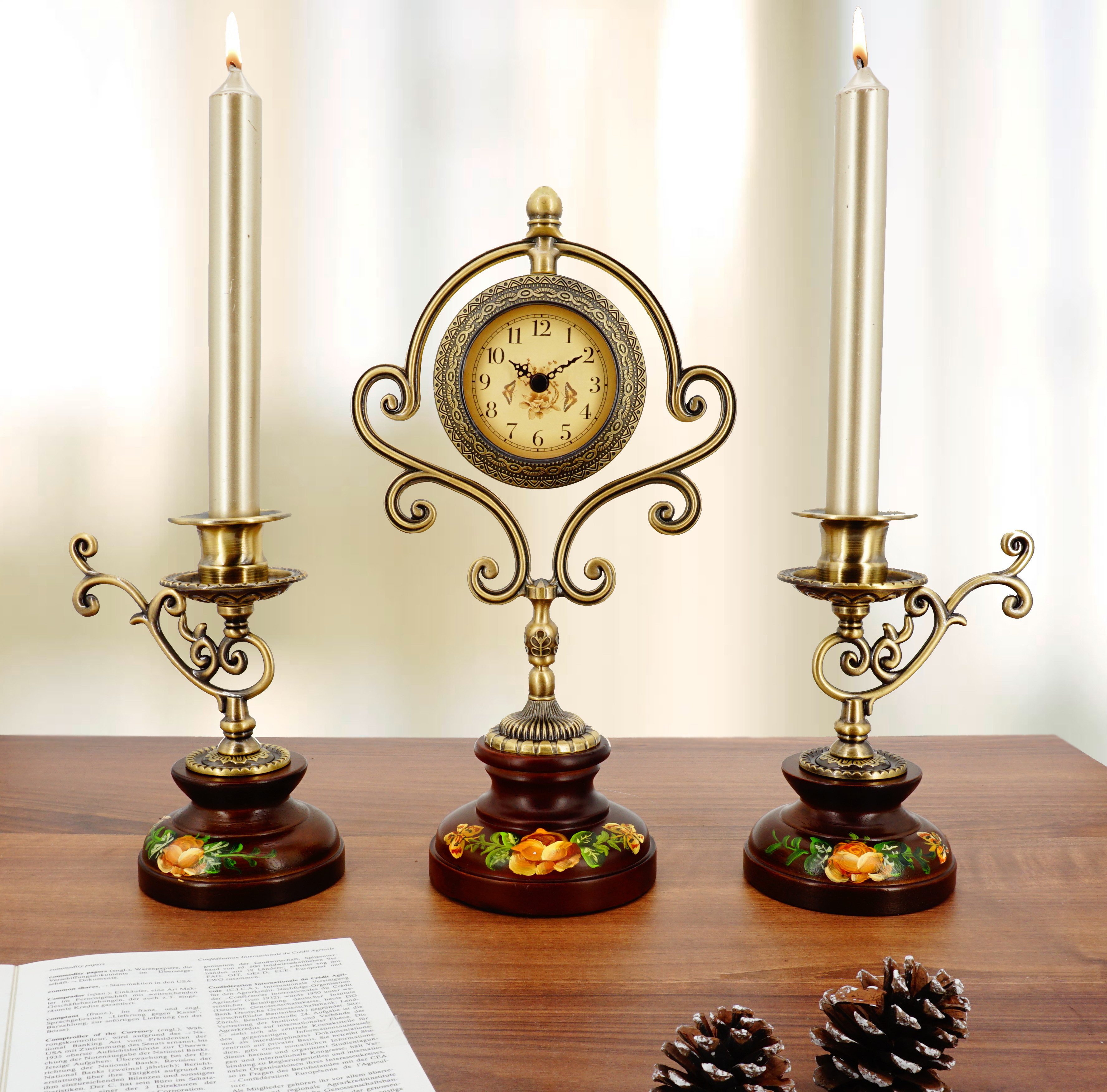 abc HOME Tischuhr mit Kerzenständern, Klassisch, günstig online kaufen
