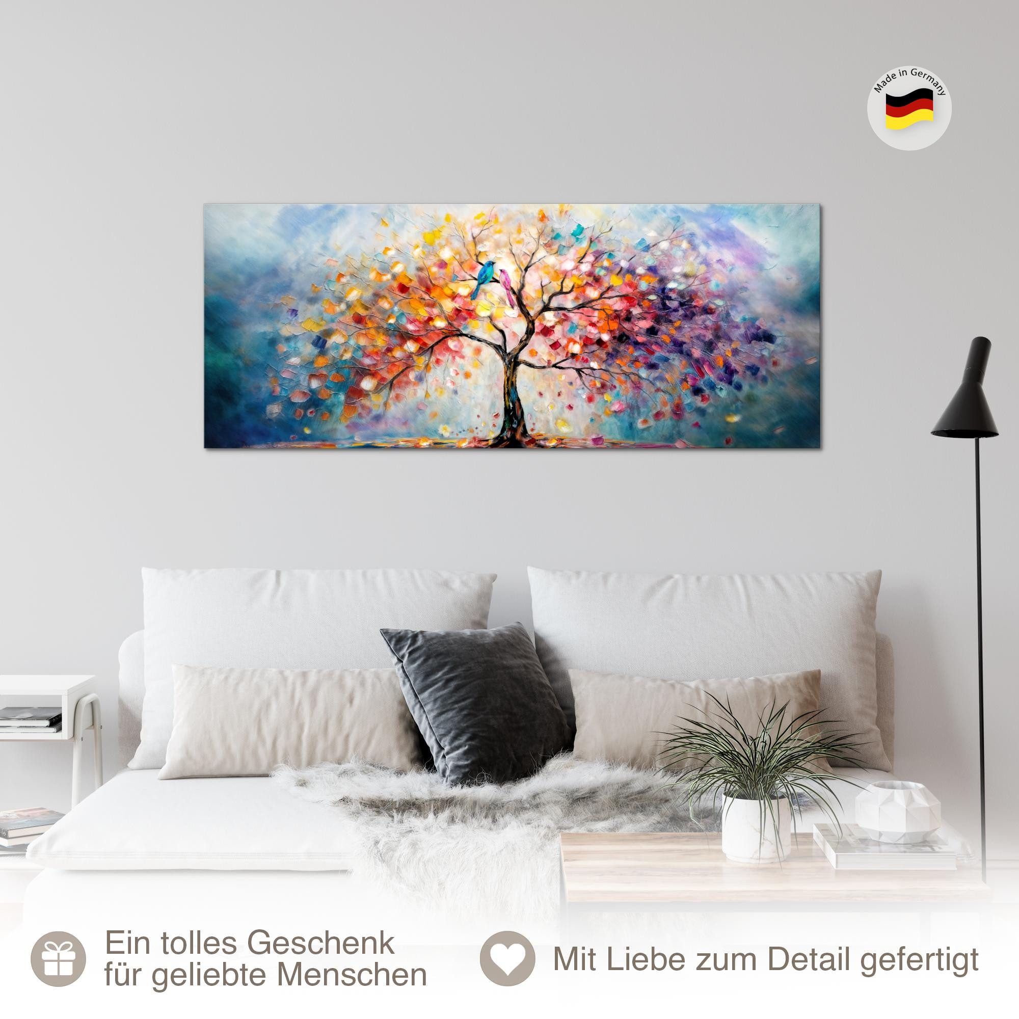 Runa Art Wandbild Baum Modern Bild auf Vlies Leinwand Natur Wohnzimmer, Baum Blau – Bild 4 von 5