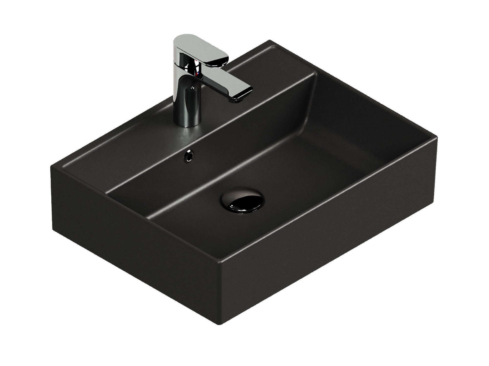 Aqua Bagno Раковины Waschtisch eckig schwarz matt 50 cm Aufsatzwaschbecken