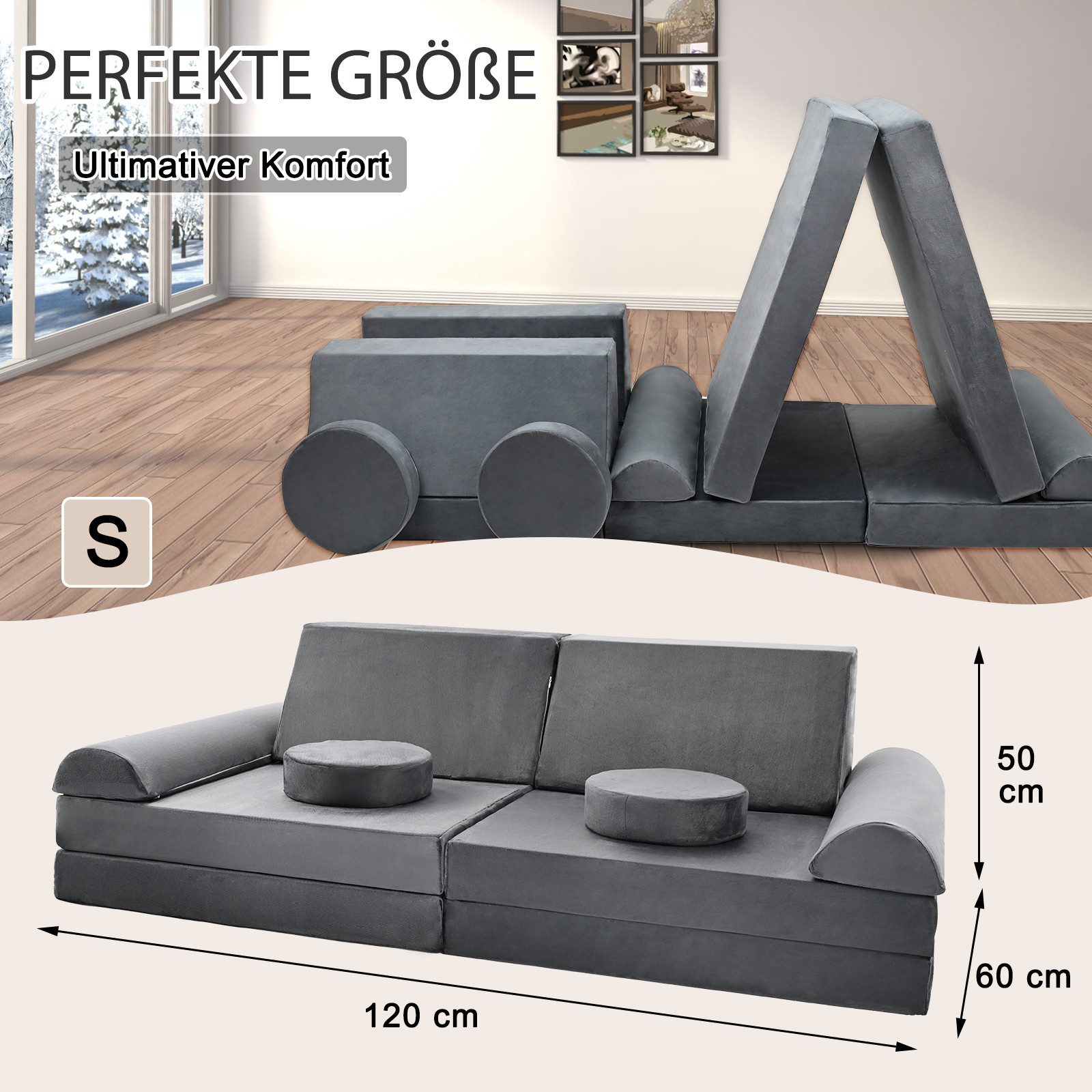 Meulbaty Kindersofa Spielsofa für Kinder, Kindersofa aus 10 Schaumstoffbaus günstig online kaufen