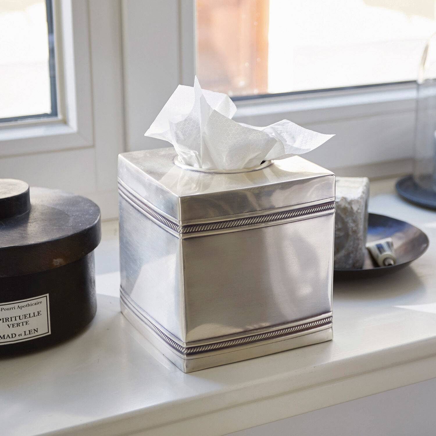 Mirabeau Badaccessoire-Set Taschentuchbox Semoine antiksilber