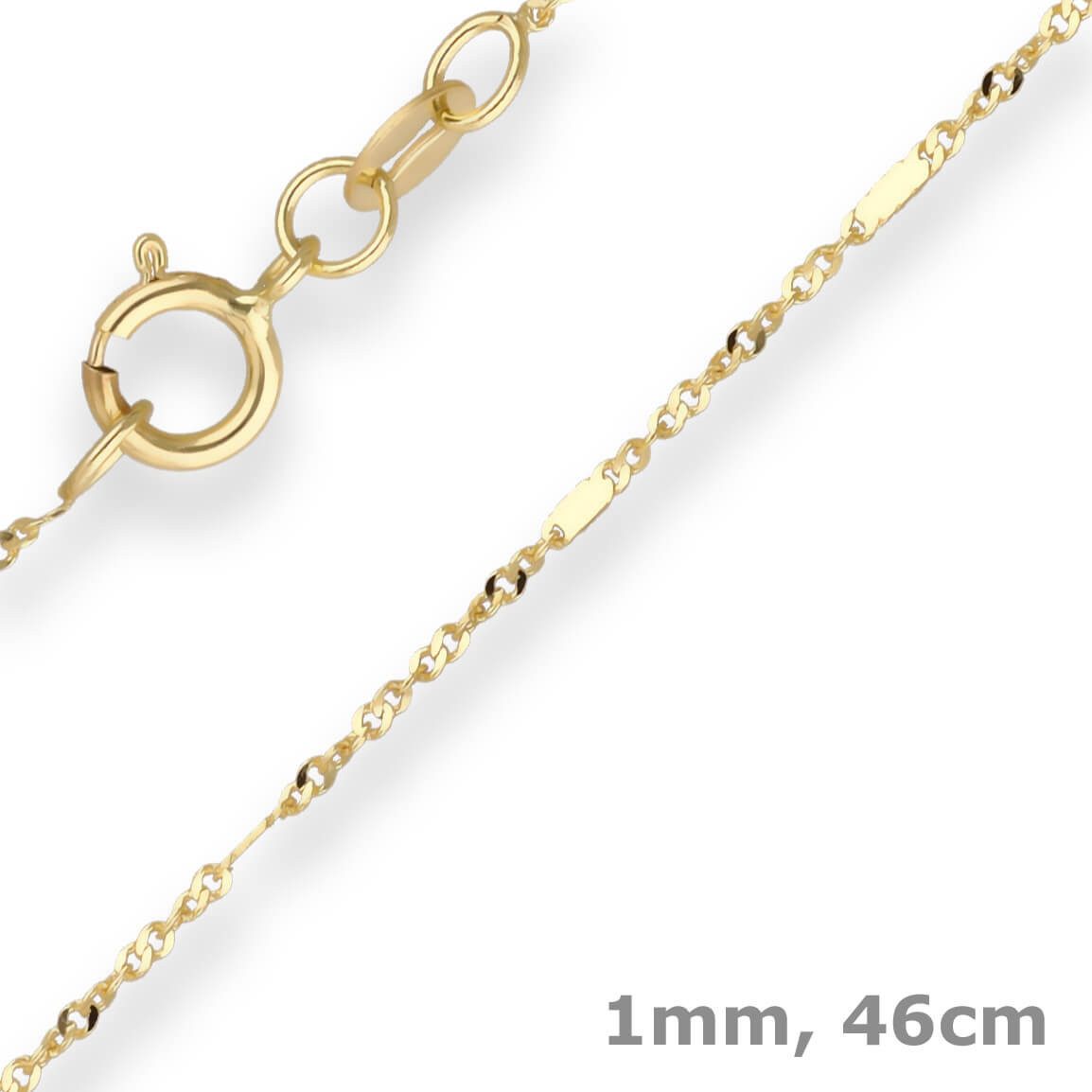 Schmuck Krone Goldkette 1mm Fantasiekette aus 585 Gelbgold 46cm, Gold 585 günstig online kaufen