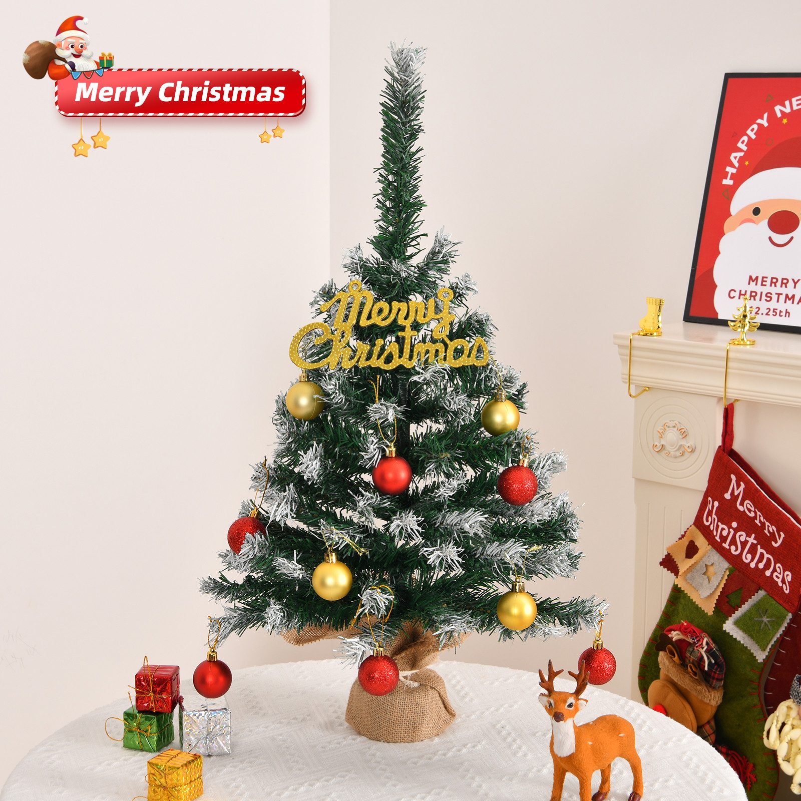 LALAHO Künstlicher Weihnachtsbaum 60cm Tisch-Weihnachtsbaum mit Schnee, Min günstig online kaufen