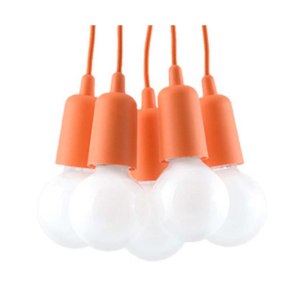 etc-shop Pendelleuchte, Leuchtmittel nicht inklusive, Pendelleuchte Deckenleuchte Orange 5-flammig PVC Wohnzimmer Esszimmer