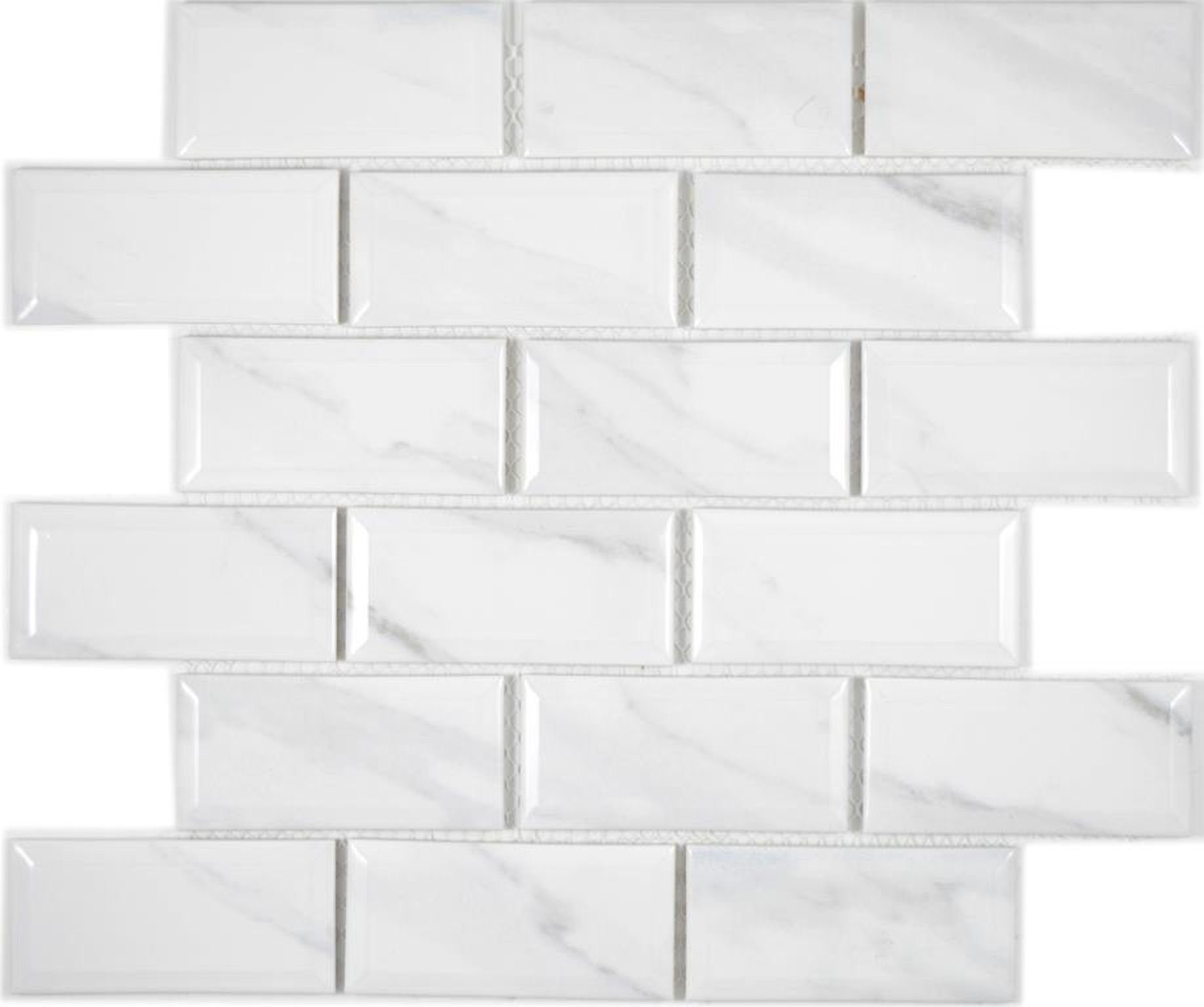 Mosani Mosaikfliesen Metro Subway Fliesen Keramik Carrara Facette Fliesenspiegel