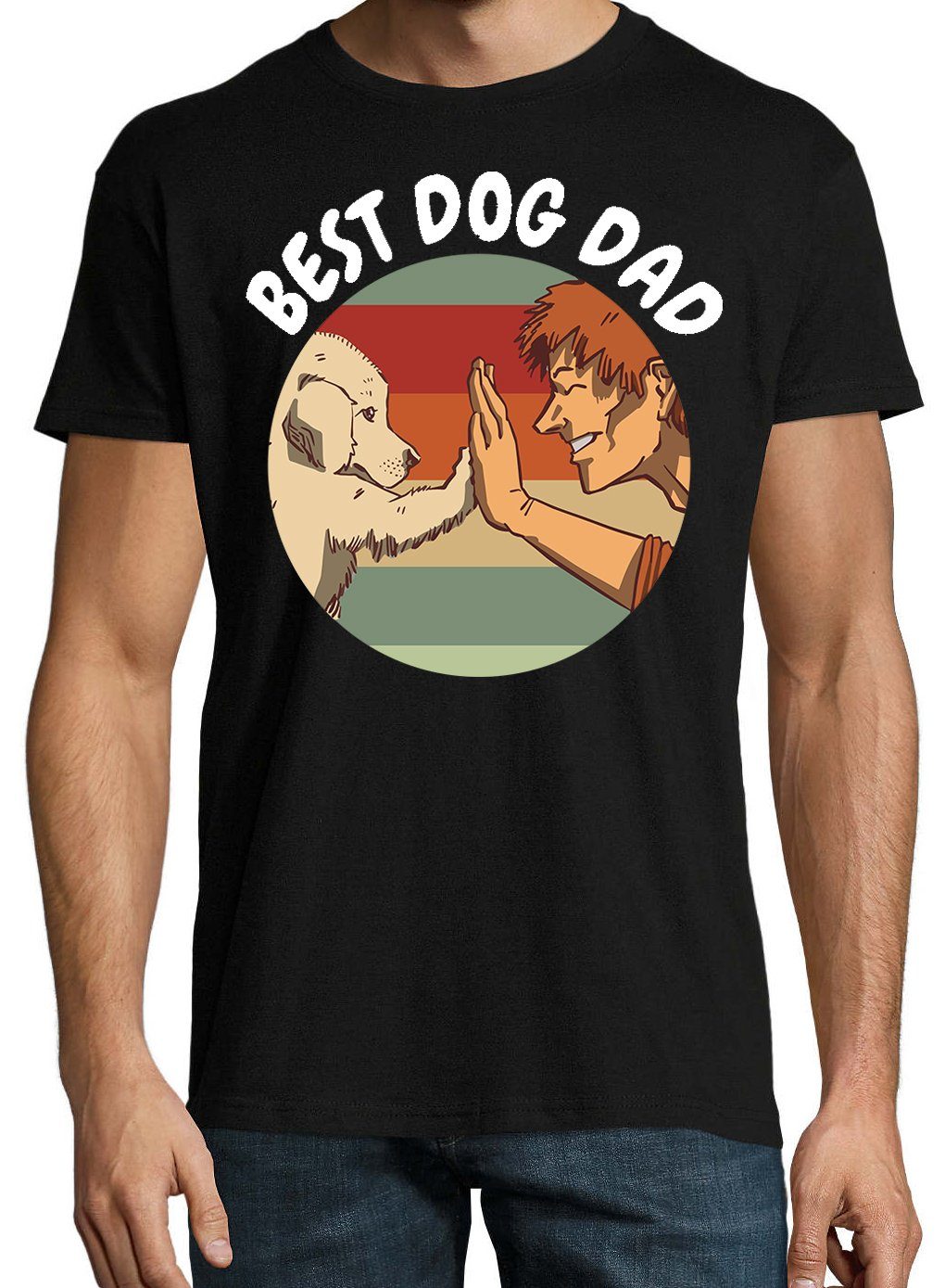 Youth Designz T-Shirt lustigem Frontprint Schwarz Herren Shirt Dog Hunde Best mit Dad