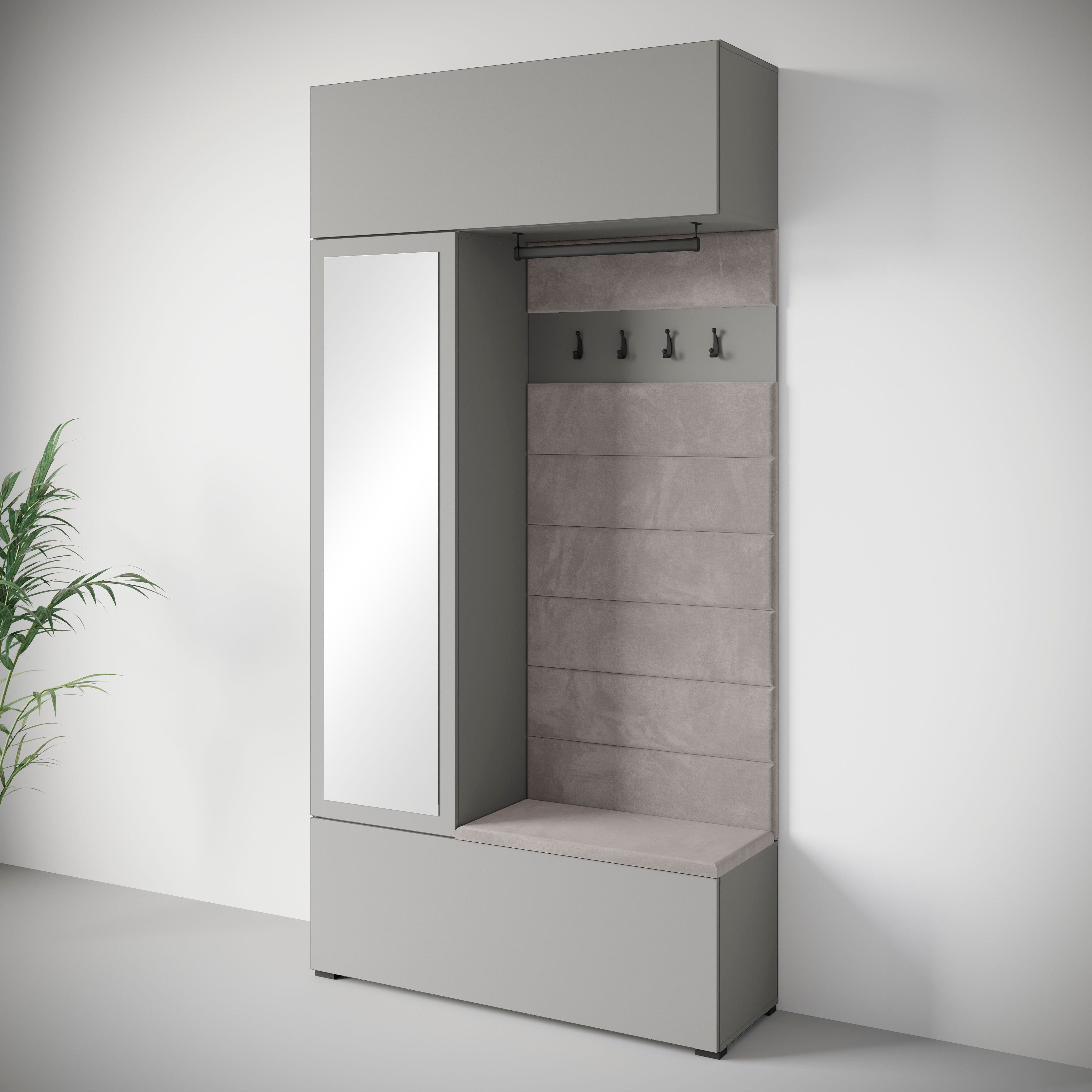 Home affaire Garderoben-Set TEJO, (Komplett-Set, 1-St), Mit Spiegel, gepolsterte Sitzbank, Türanschlag links/rechts wechselbar