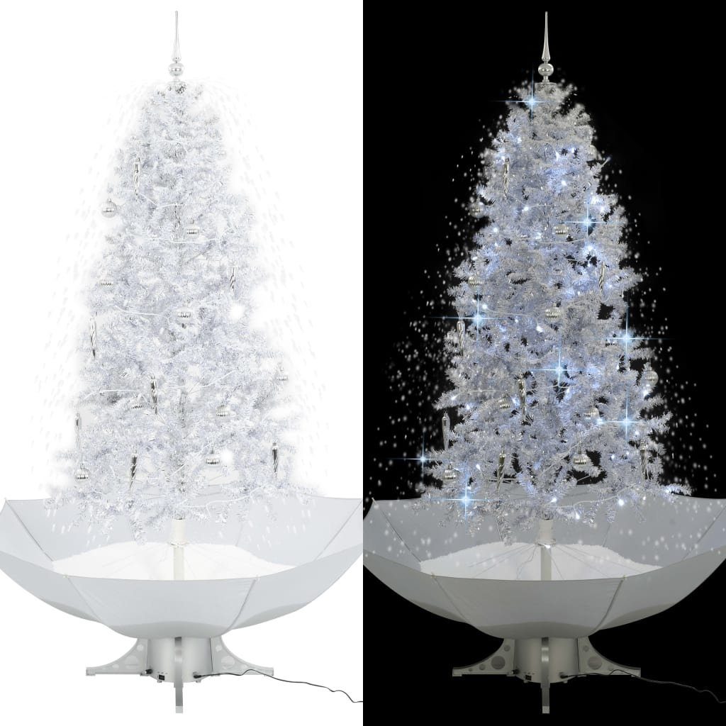furnicato Künstlicher Weihnachtsbaum cm Weihnachtsbaum Schirmfuß 190 mit Schneiender Weiß
