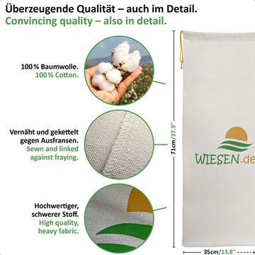 WIESEN.design Wäschesack Set, Baumwollbeutel mit Kordelzug, verstärkte Nähte, außergewöhnliche Grammatur von 280g/m² - EINZIGARTIG, gratis Versand