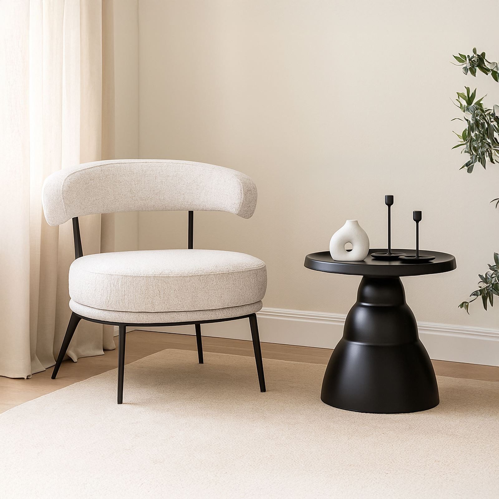 IDIMEX Loungesessel LORIS, Loungesessel mit Beistelltisch 2-teiliges Set aus Metall und Stoff bei