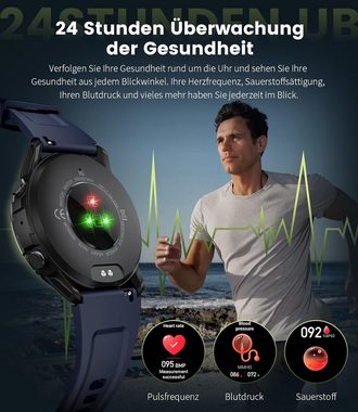 Lige Herren Telefonischer Anruf, Multisport-Tracker Smartwatch (1,39 Zoll, Android/iOS), Mit Herzfrequenzmonitor Schlafüberwachung 400 mAh Activity Tracker