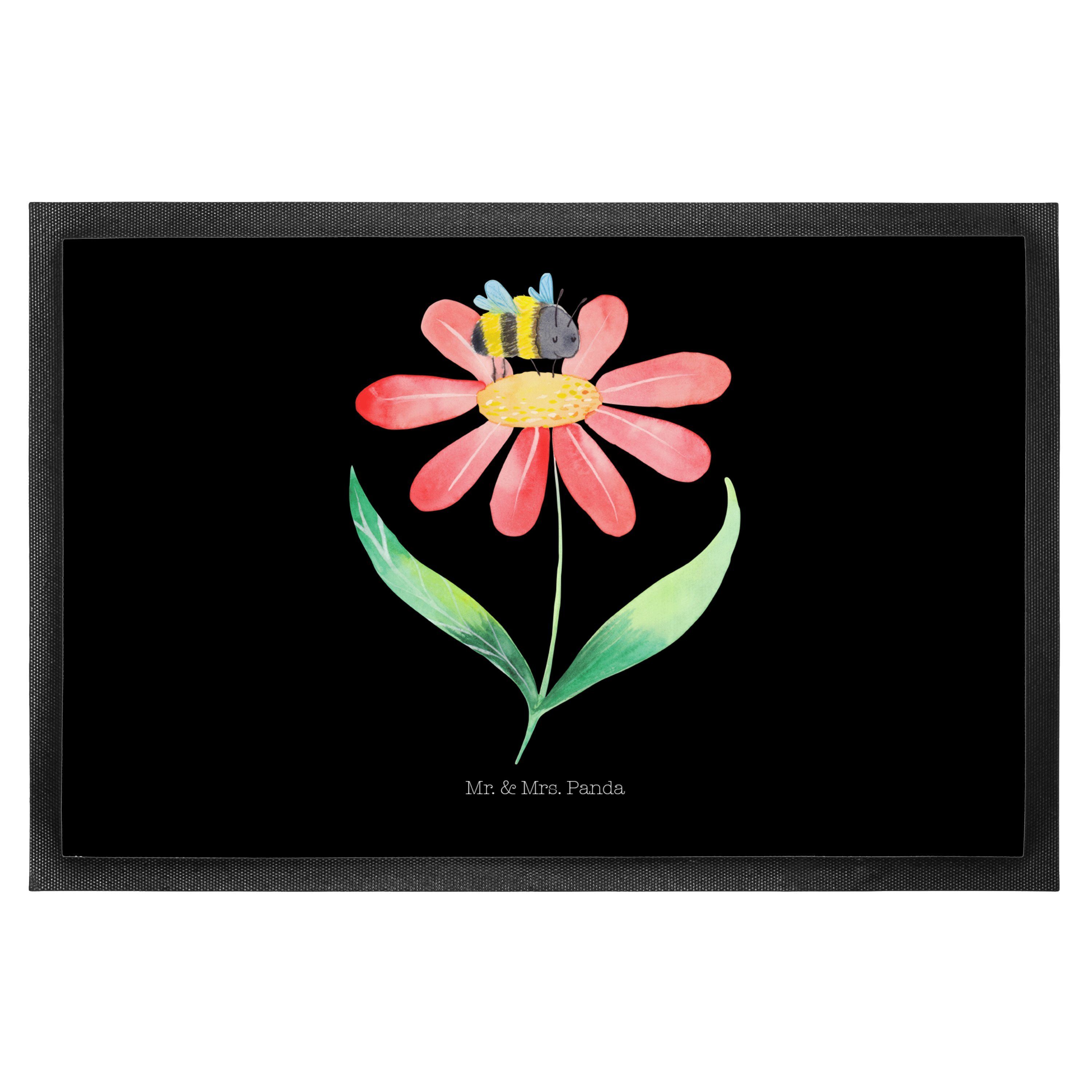 Fußmatte 50 x 75 cm Hummel Blume - Schwarz - Geschenk, süße Tiermotive, Motivf, Mr. & Mrs. Panda, Höhe: 0 mm