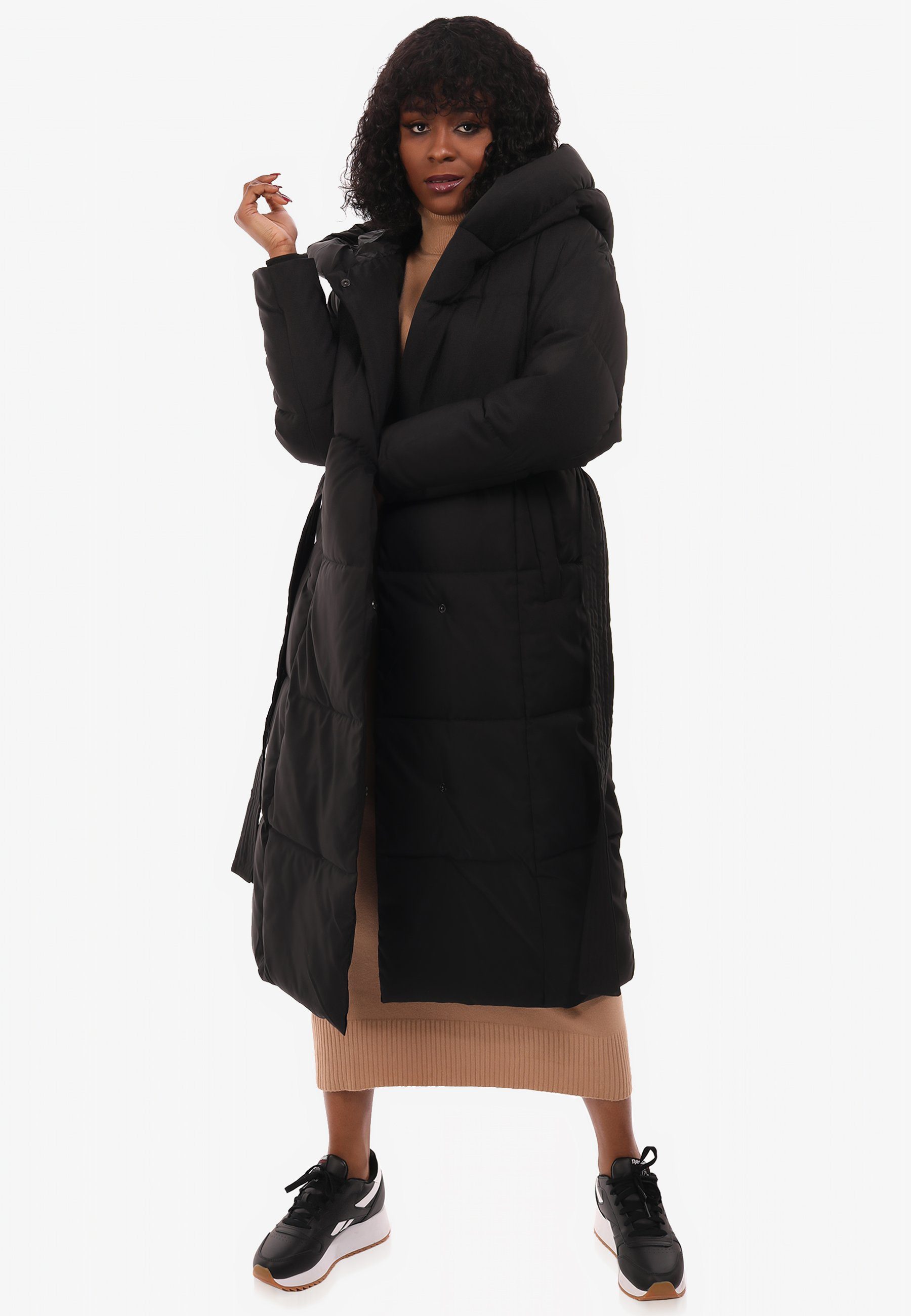YC Fashion & Style Wintermantel Steppmantel mit großer Kapuze und Taillengü günstig online kaufen