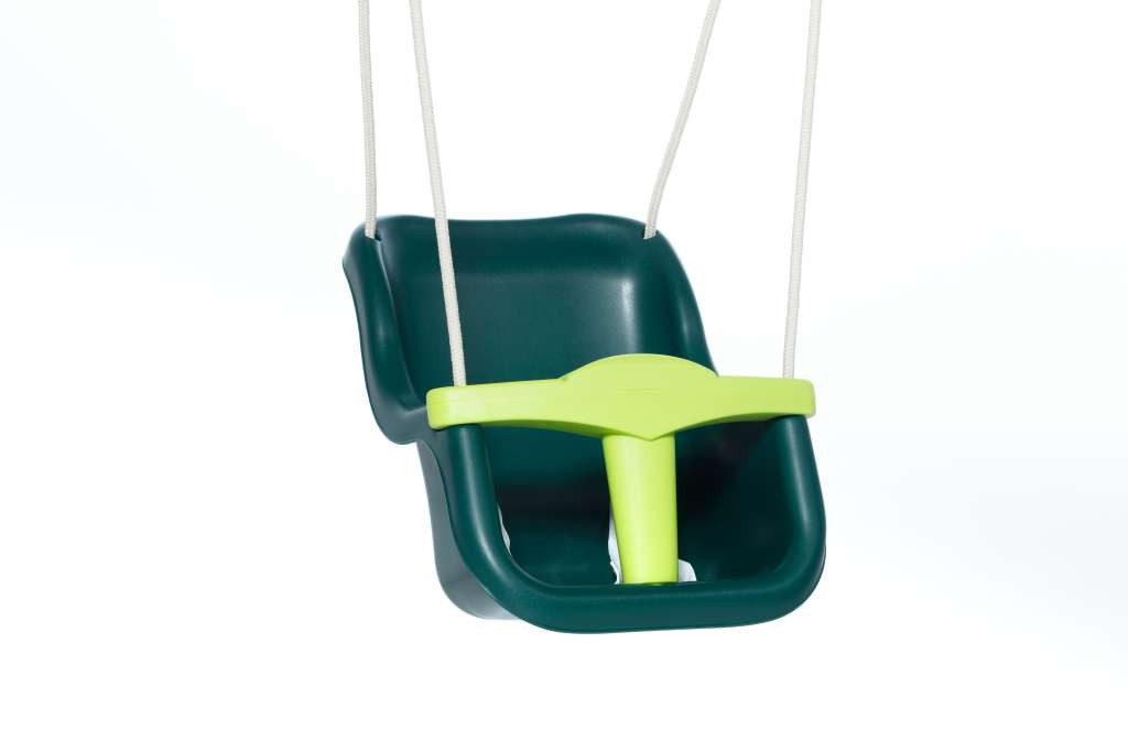 DICE Babyschaukelsitz Kunststoff-Babyschaukel Grün mit beigem geflochtenem Seil, {{ Vorgang.EigeneFelder.Otto.Besondere_Merkmale }}