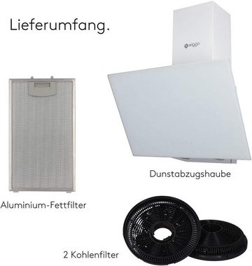 wiggo Kopffreihaube Dunstabzugshaube 50cm kopffrei weiß, Abluft Umluft Dunstabzug 300m³/h - LED Touch-Display 3 Stufen