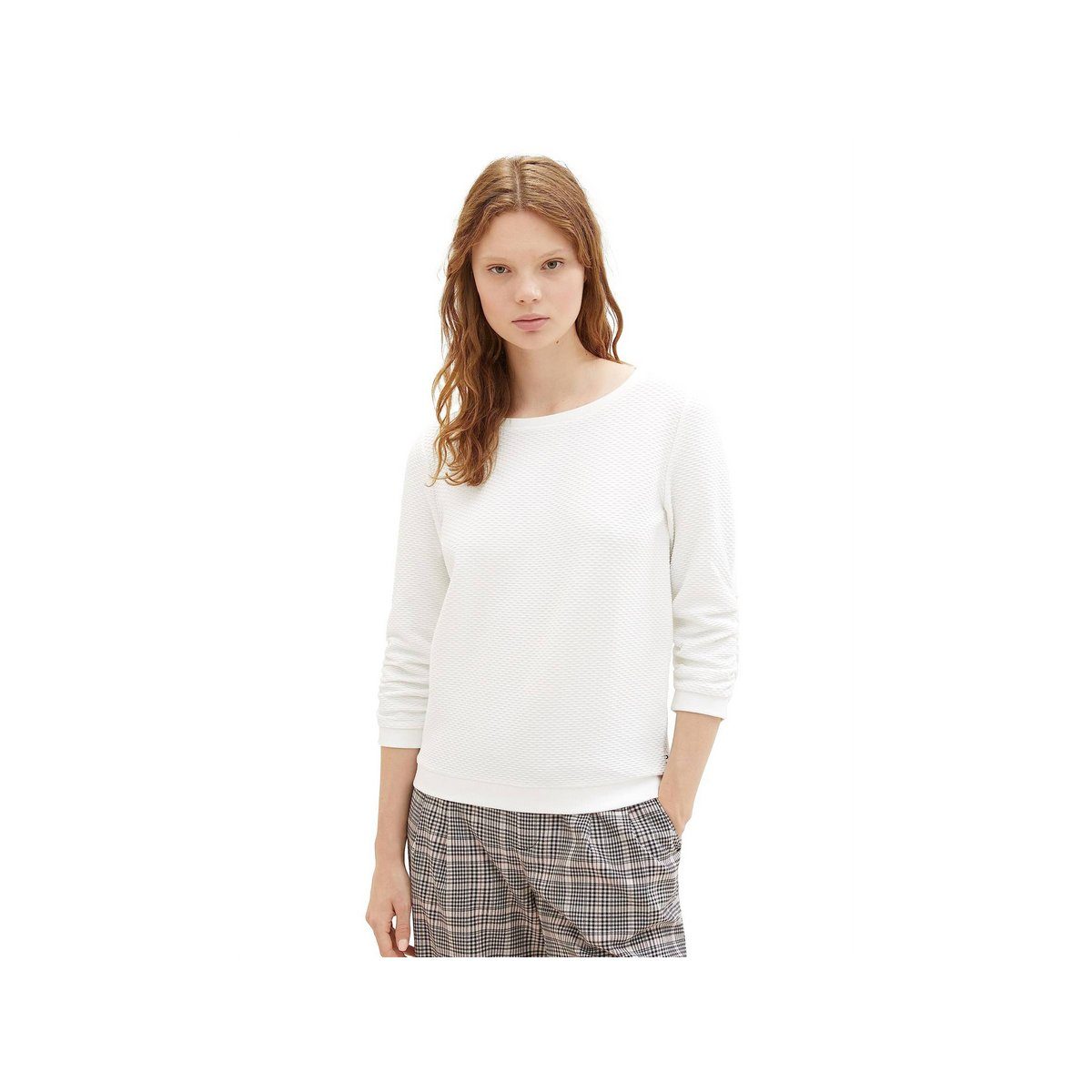 (1-tlg) uni TOM Sweatshirt TAILOR passform white off textil