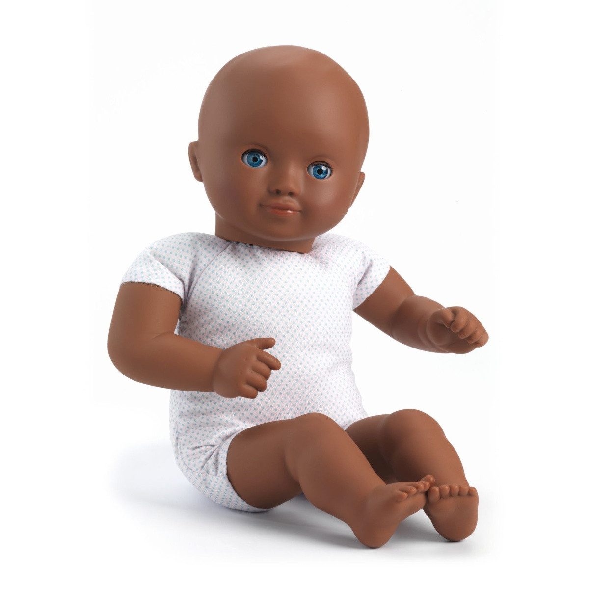 DJECO Babypuppe POMEA Puppe Wasabi 32cm weicher Körper Schlafaugen Kleidung Petit Pan