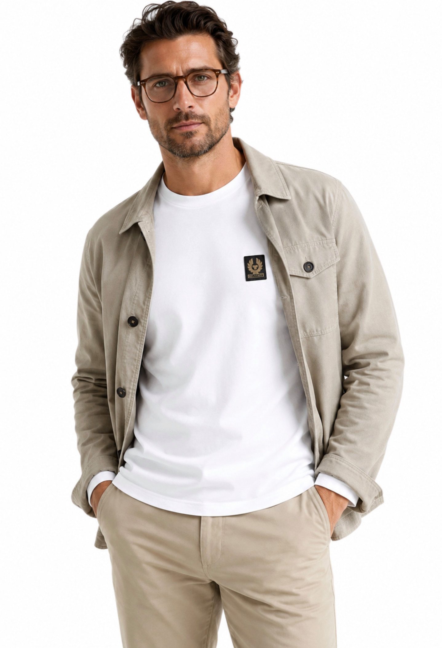 Belstaff T-Shirt Retro 1924 Phoenix Patch Regular Fit Shirt Gesticktem Rand versehener Phoenix-Patch auf der Brust
