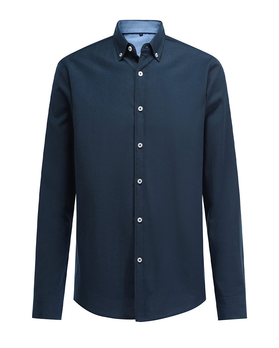 Allthemen Langarmhemd Slim Fit Hochzeitshemd mit Button-Down-Kragen