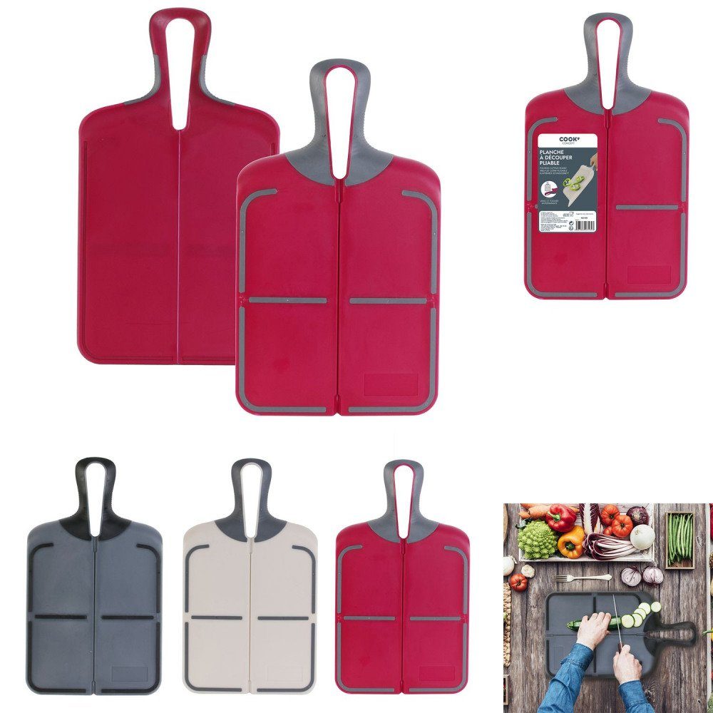 COOK CONCEPT Schneidebrett, Auffangschale ausziehbare / Schubladen Sieb rot Spülmaschinenfest Behälter Kunststoff