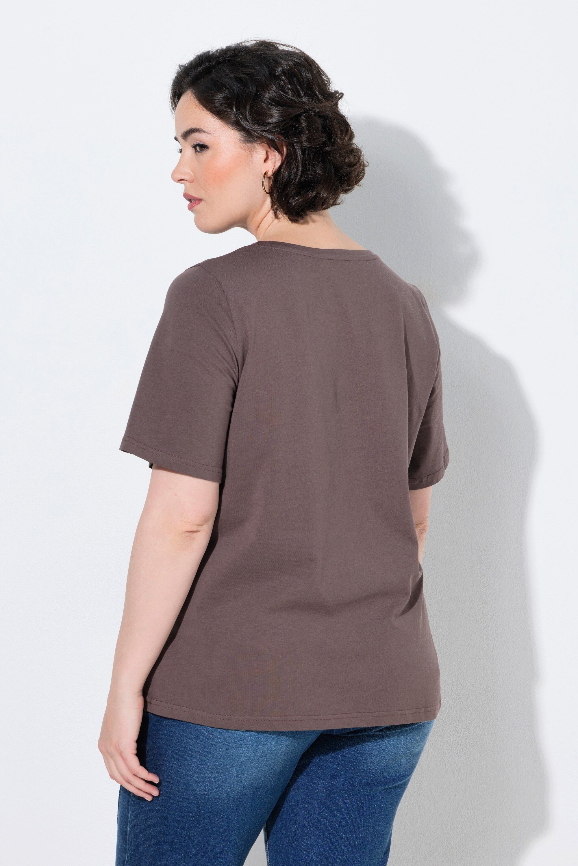 Ulla Popken T-Shirt T-Shirt Applikation Classic Rundhals Halbarm