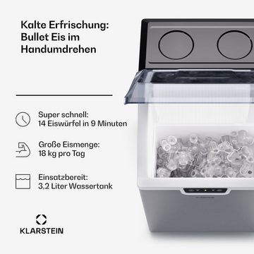 Klarstein Eiswürfelmaschine Icefestival, Elektrischer Eiswürfelbereiter Eismachinen Wassertank 3,2 L