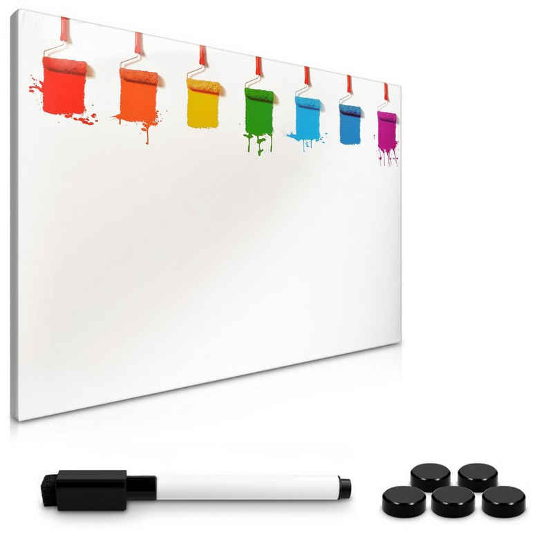 Navaris Memoboard, Magnetpinnwand Memoboard zum Beschriften - 60x40 cm Notiztafel Colored Paint Design - Tafel abwaschbar mit Halterung Magneten Stift
