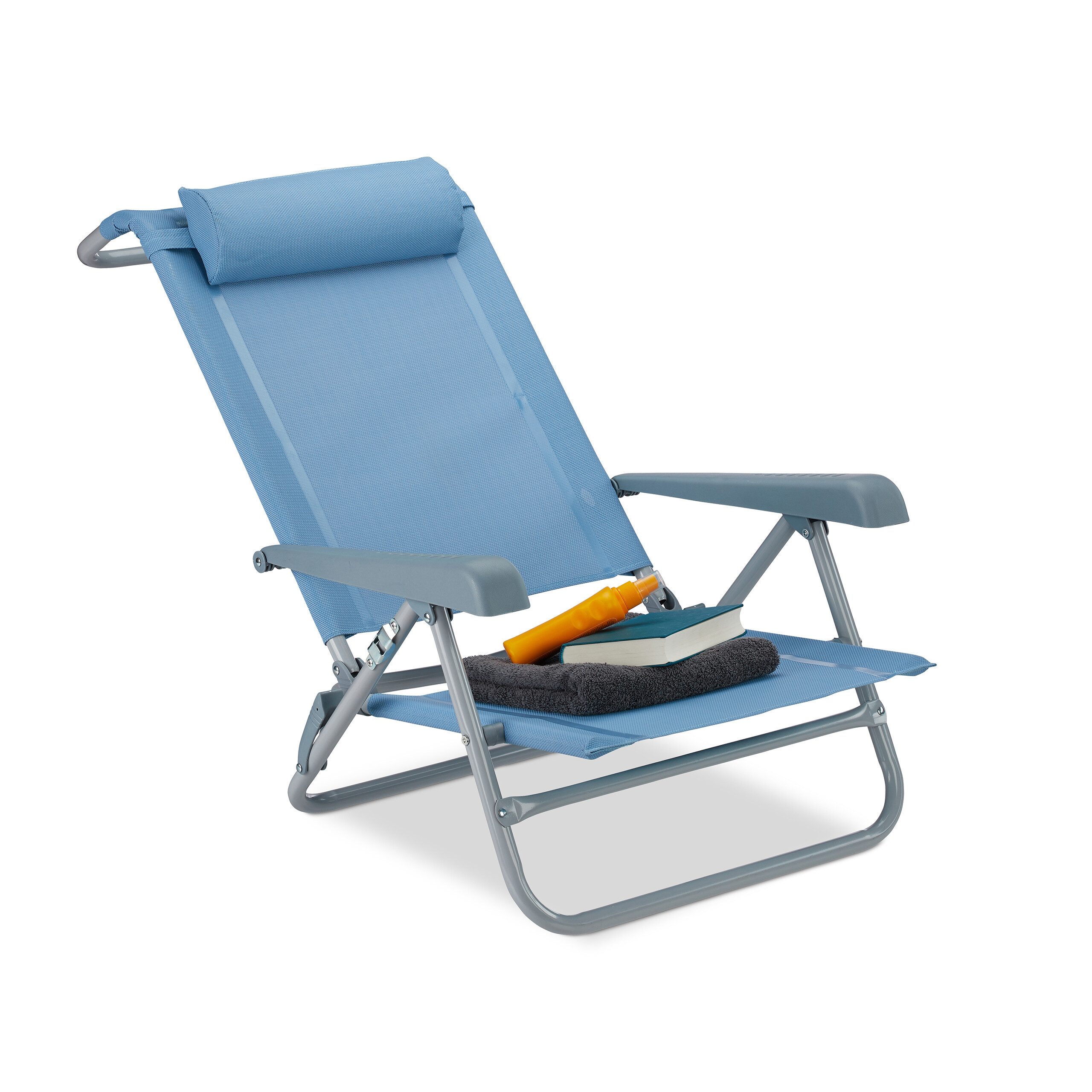 relaxdays Gartenliege Klappbarer Liegestuhl mit Nackenkissen, günstig online kaufen