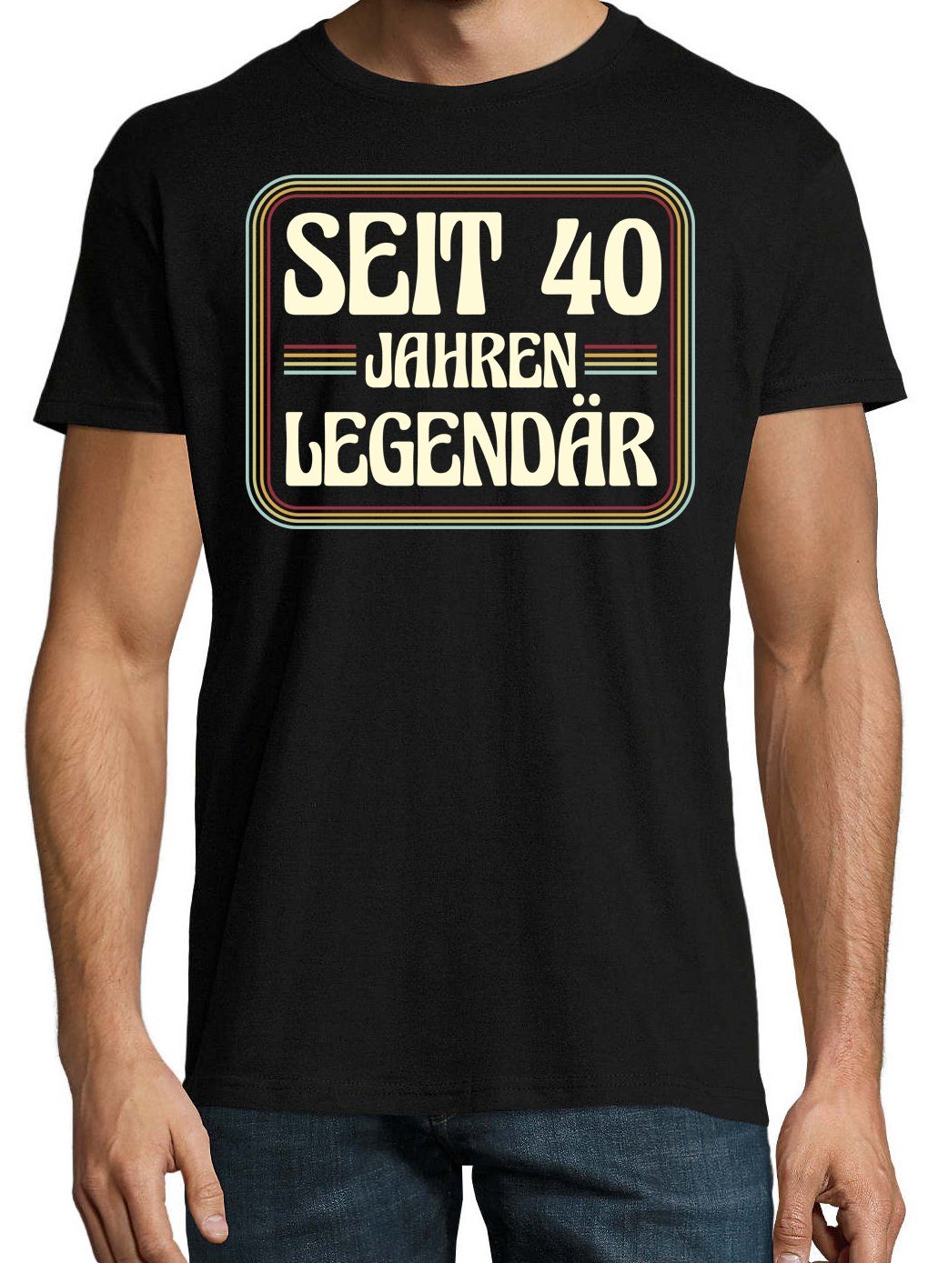 Jahren Schwarz Youth T-Shirt 40 Frontdruck Designz Trendigem Legendär Seit Shirt Herren mit