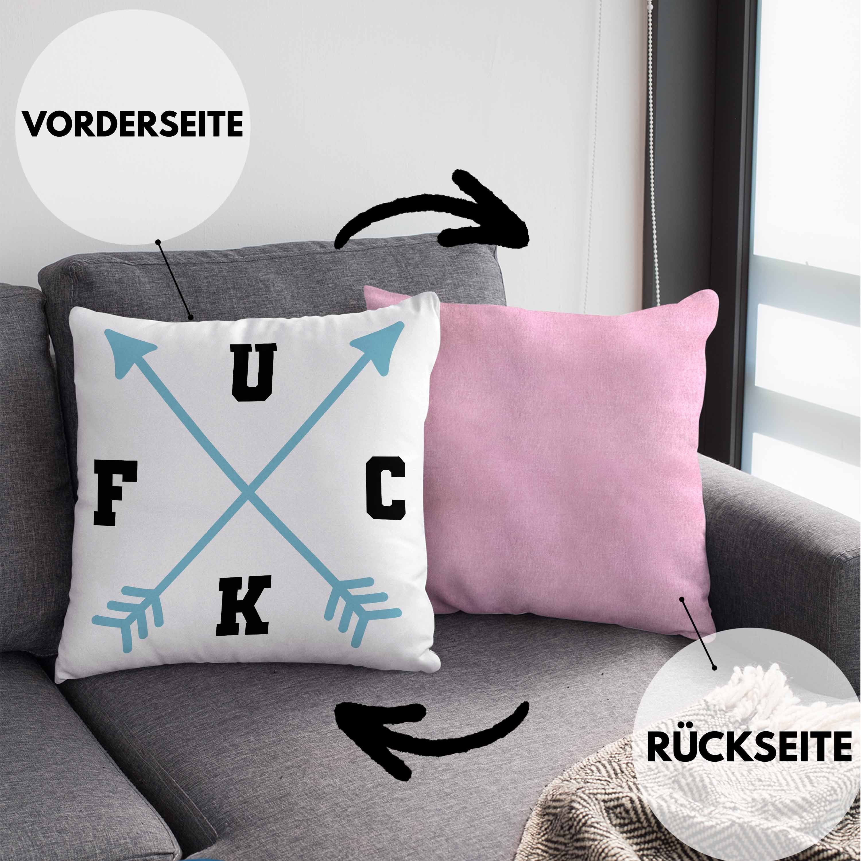 Geschenk Spruch Füllung F*** Kissen Zuhause Dekokissen Kissen Rosa Lustige Neues 40x40 mit - Trendation Dekokissen Geschenkidee Trendation