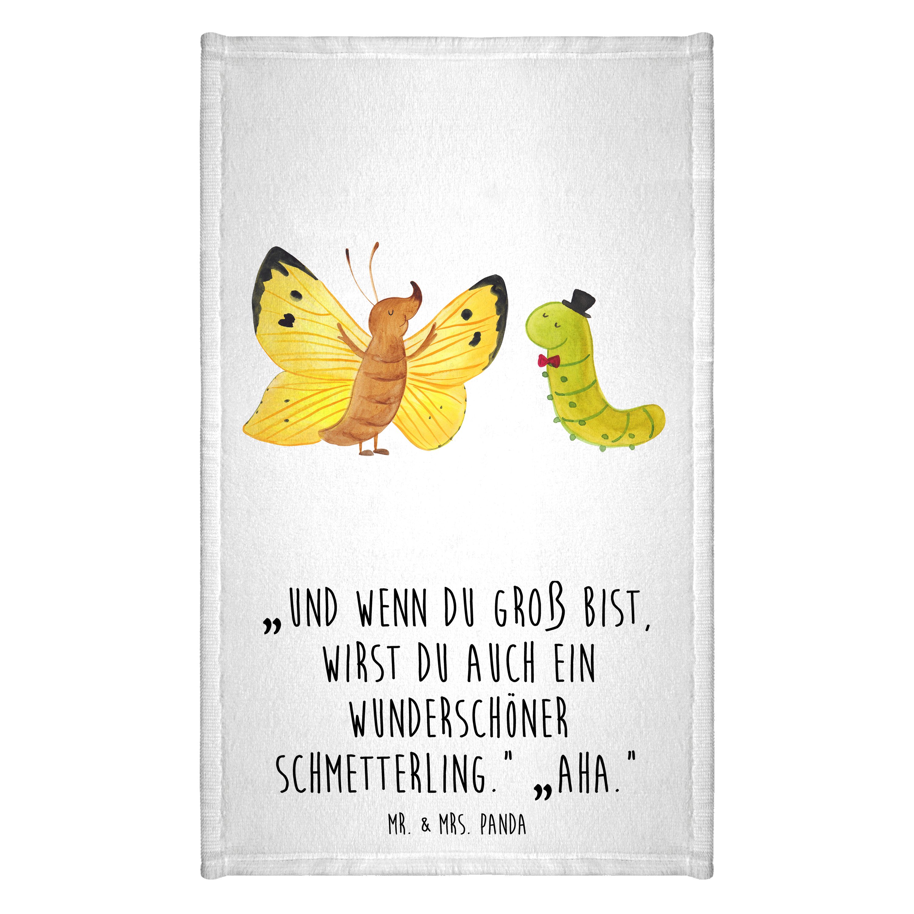 Handtuch Raupe Schmetterling - Weiß - Geschenk, lustige Sprüche, Gute Laune, K