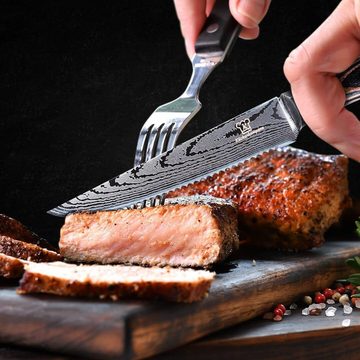 Küchenkompane Messer-Set Steak-Messerset Premium - handgeschmiedete Steak Messer (4-tlg)
