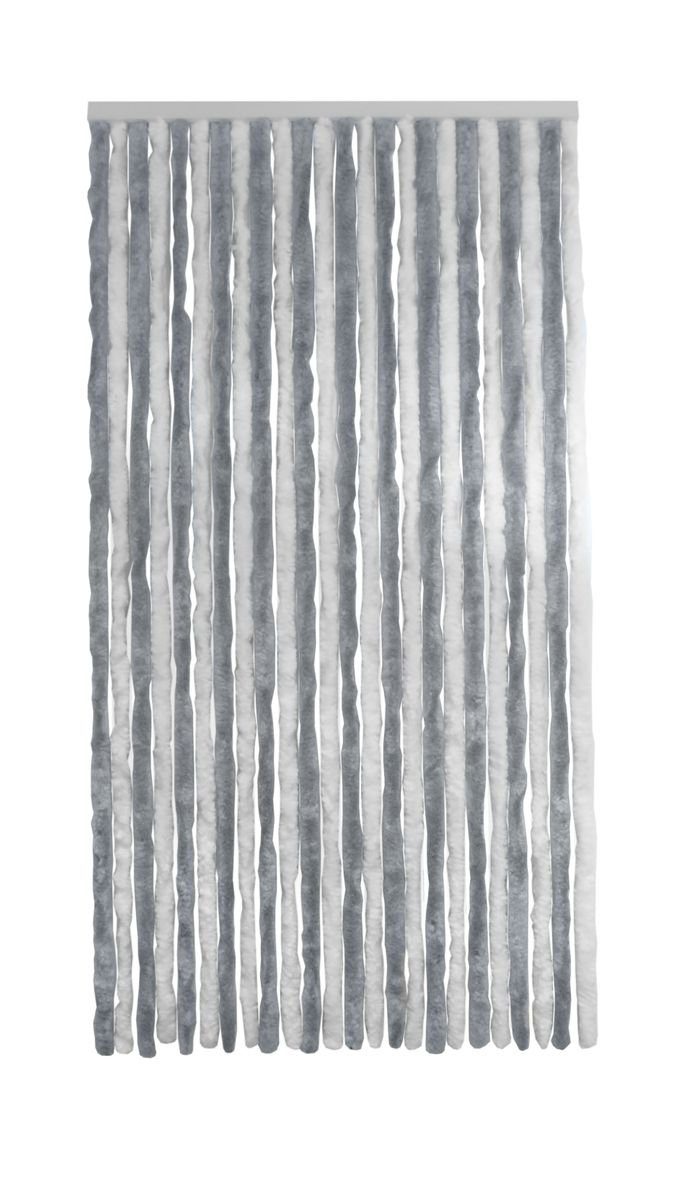 CONACORD Türvorhang Decona Flauschvorhang silber weiß, Hakenaufhängung, halbtransparent, 90 x 200 cm, Chenille - inkl. Tragetasche