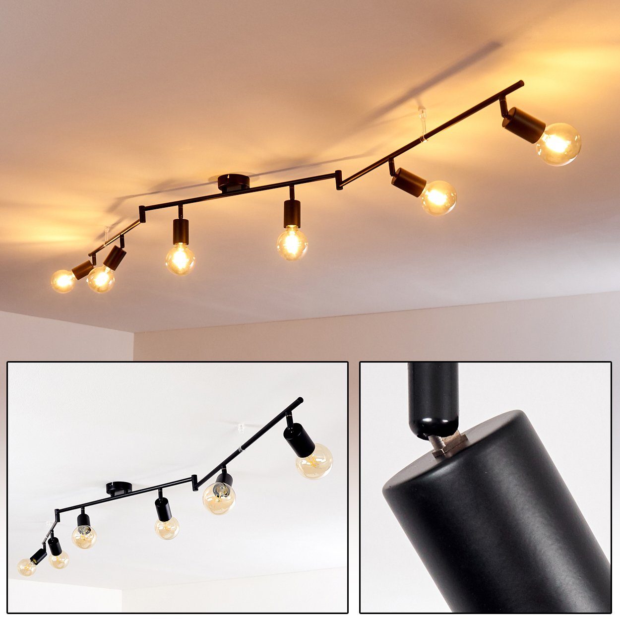 hofstein Deckenleuchte »Agnino« Deckenlampe aus Metall in Schwarz, ohne Leu günstig online kaufen